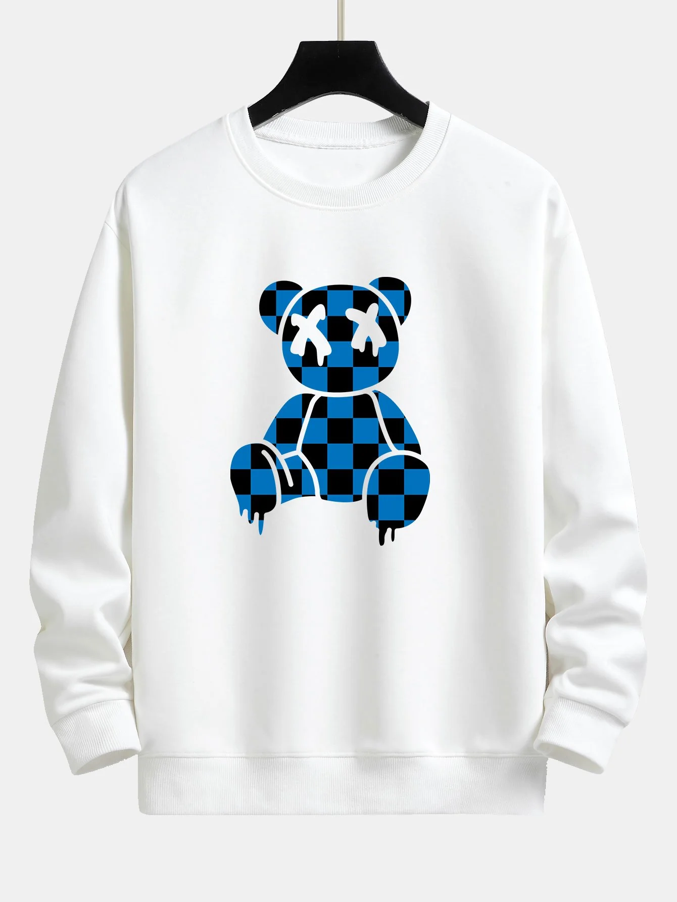 Aufgelöster Schachbrettbär-Print Relaxed Fit Sweatshirt - Image 2