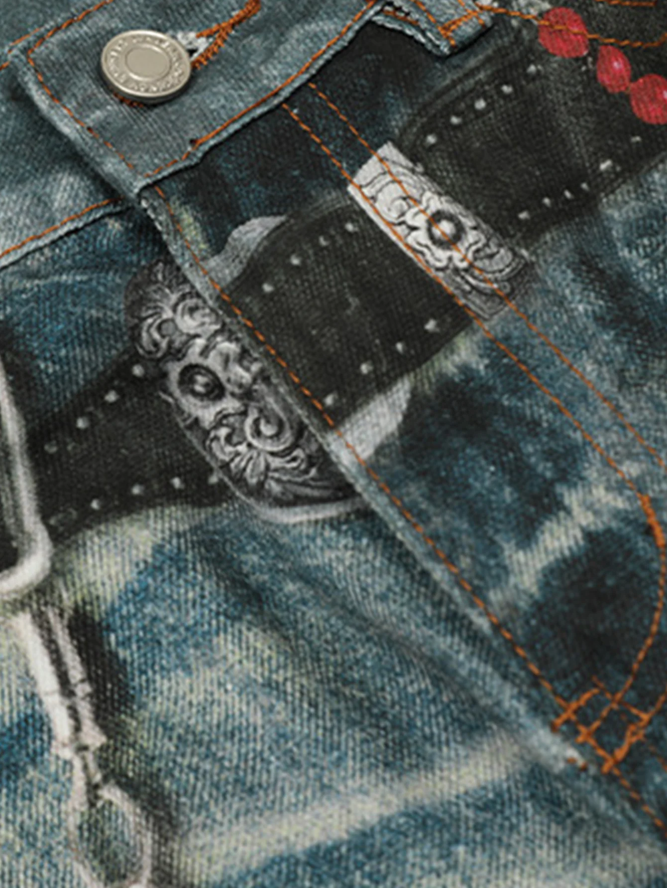 Ausgewaschene, mit Ketten verzierte Baggy-Jeans aus Denim - Image 5