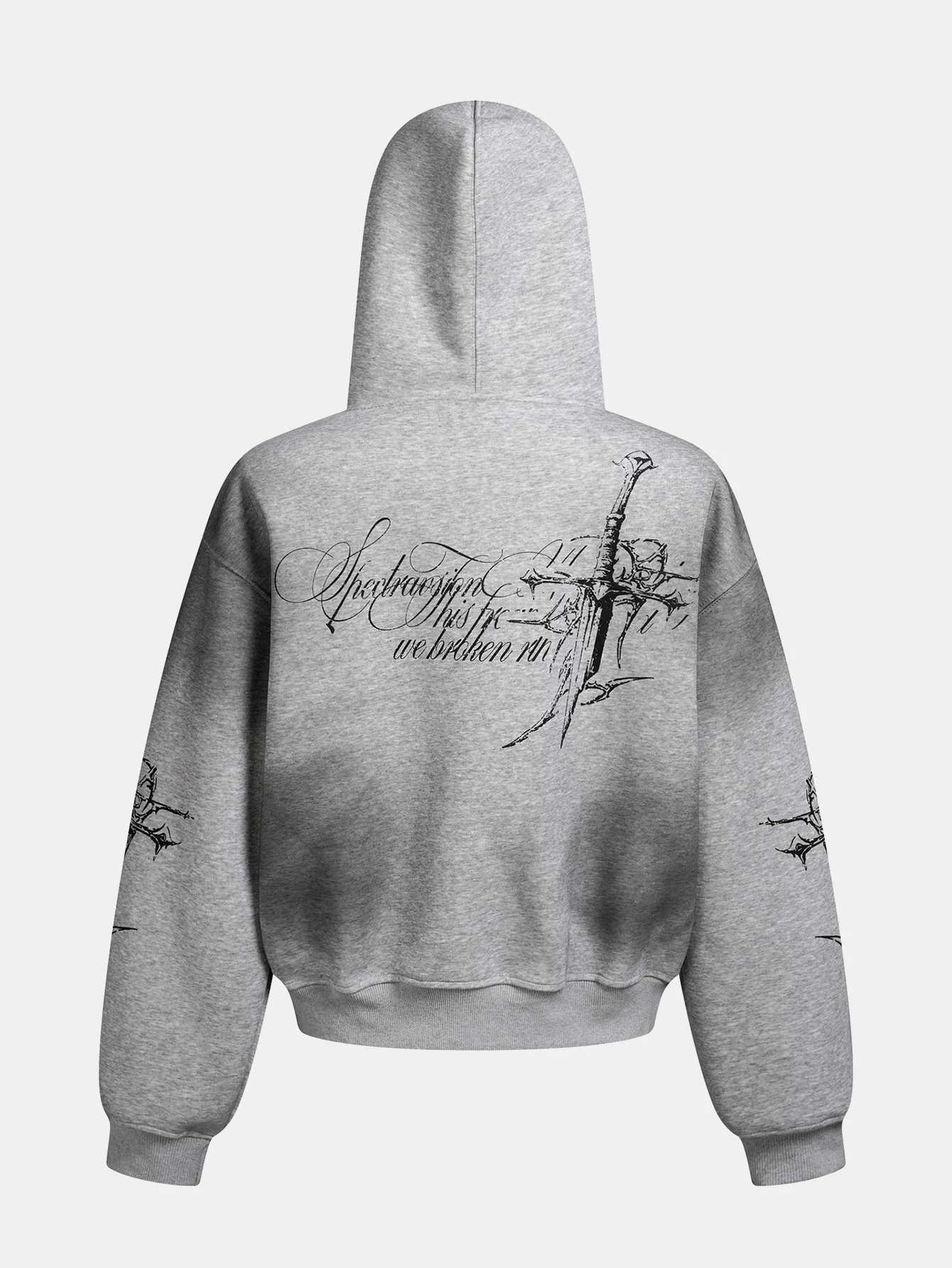 Kapuzenpullover mit Reißverschluss und verwaschenem Kreuzdruck - Image 4