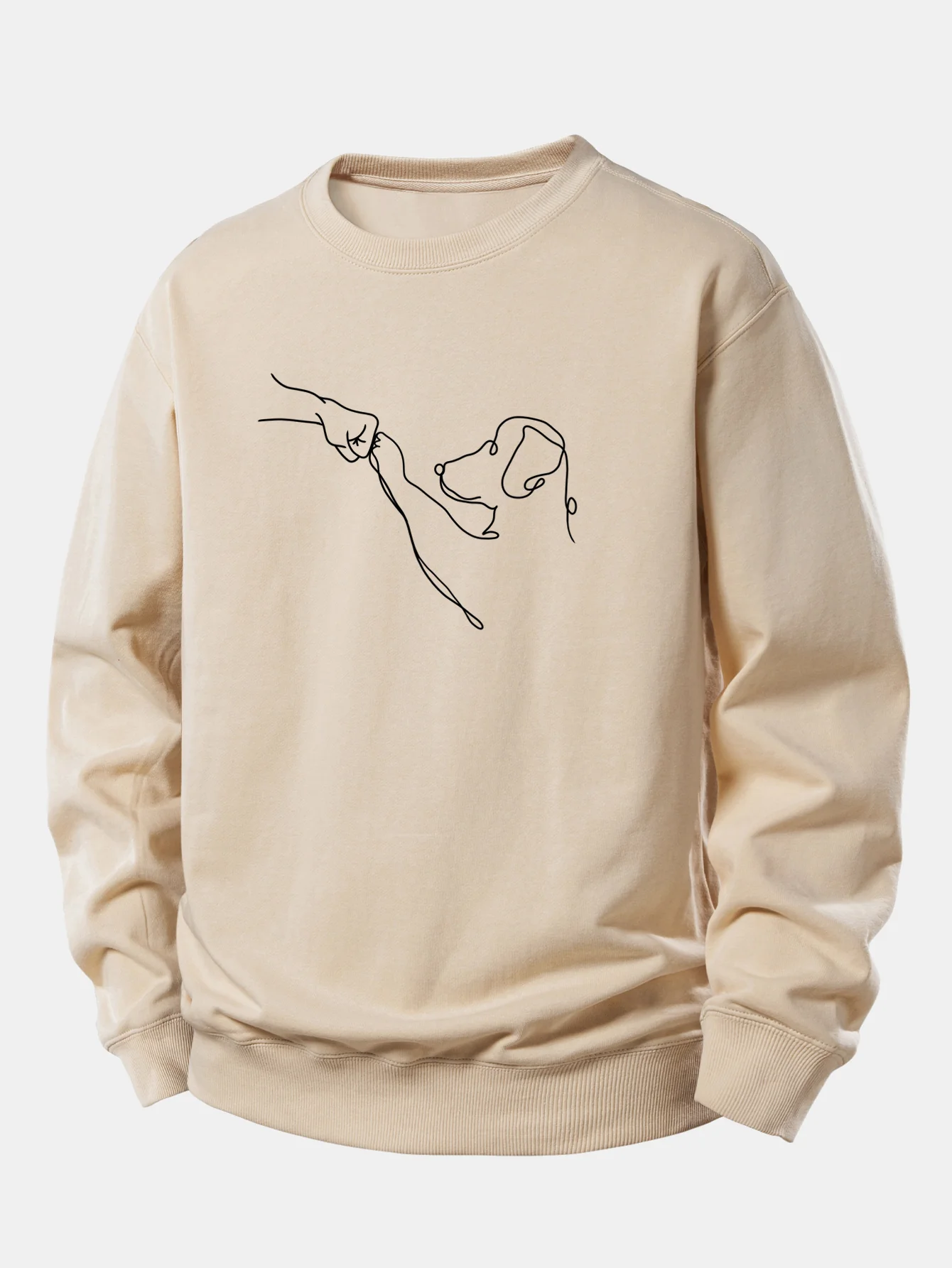 Hund Linienzeichnung Druck Locker sitzendes Sweatshirt - Image 2