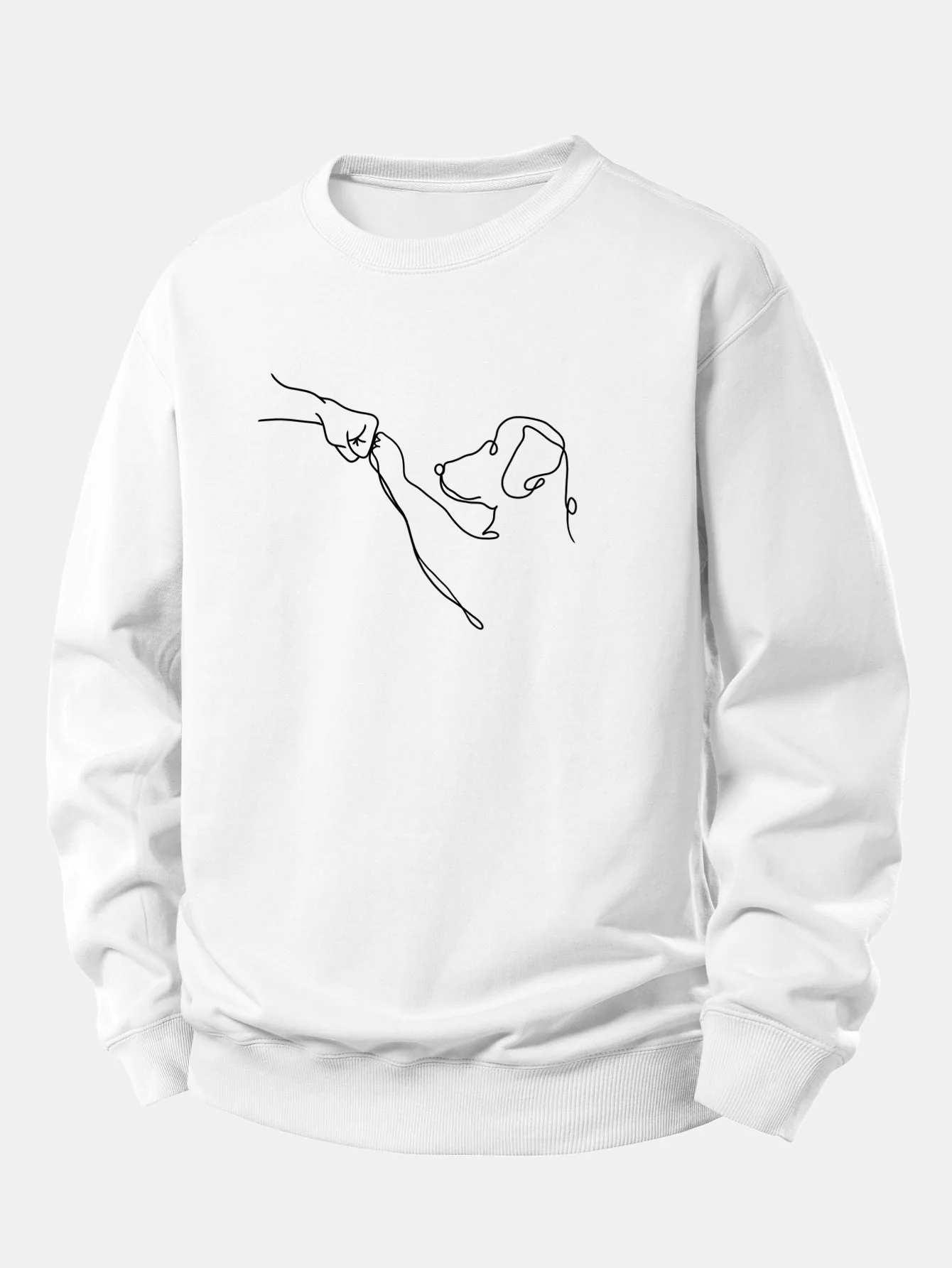Hund Linienzeichnung Druck Locker sitzendes Sweatshirt - Image 3