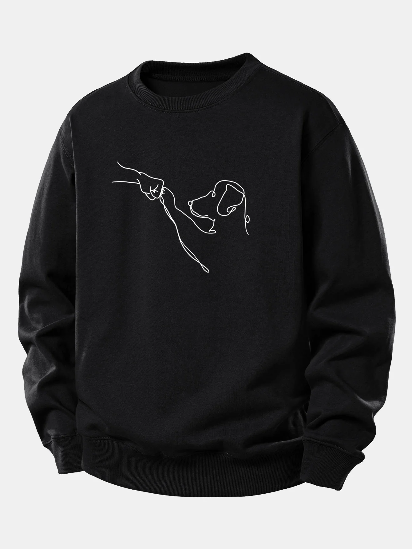 Hund Linienzeichnung Druck Locker sitzendes Sweatshirt - Image 5
