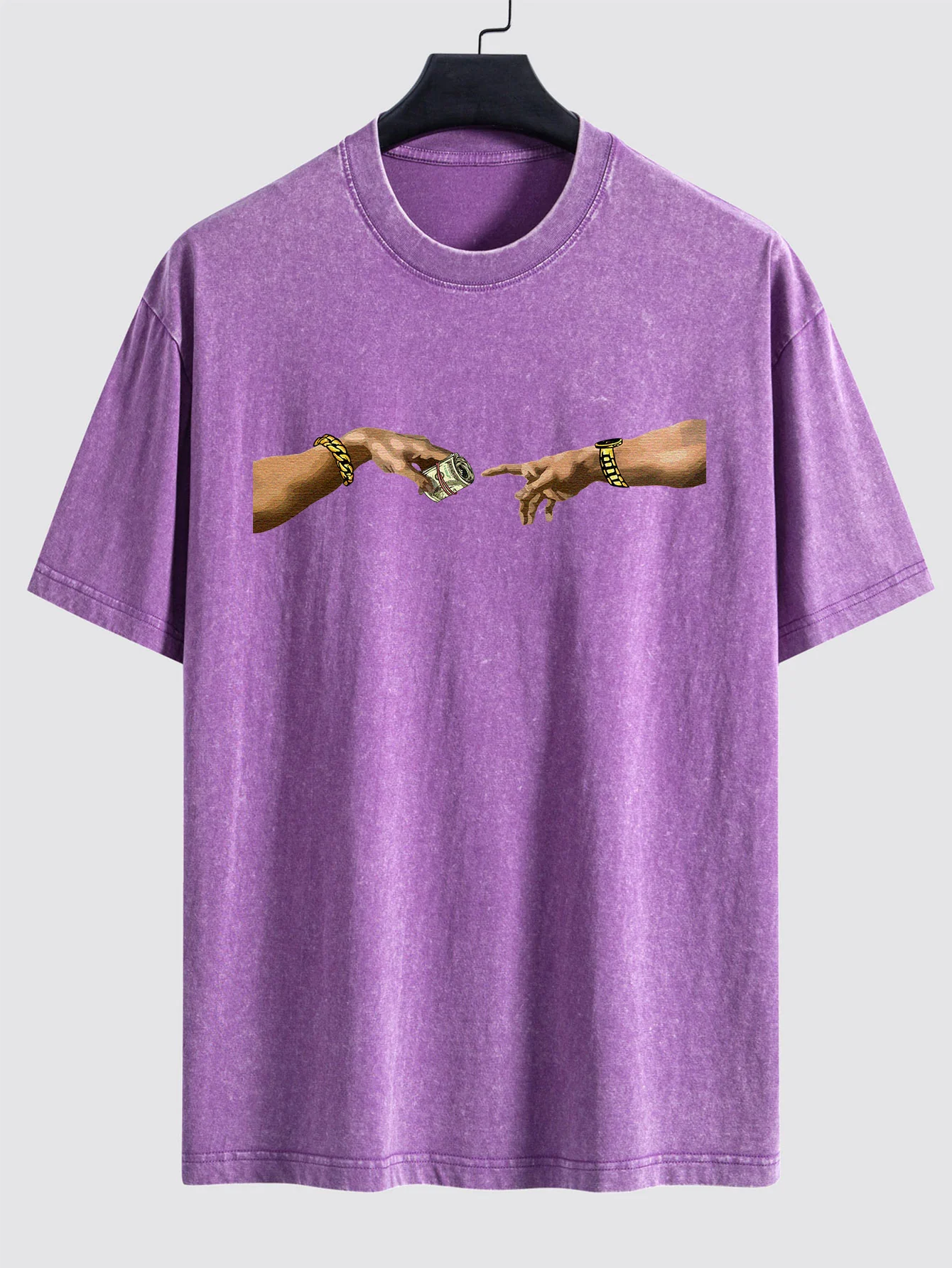 Dollar Handdruck gewaschenes Drop-Shoulder Oversize T-Shirt - Image 2