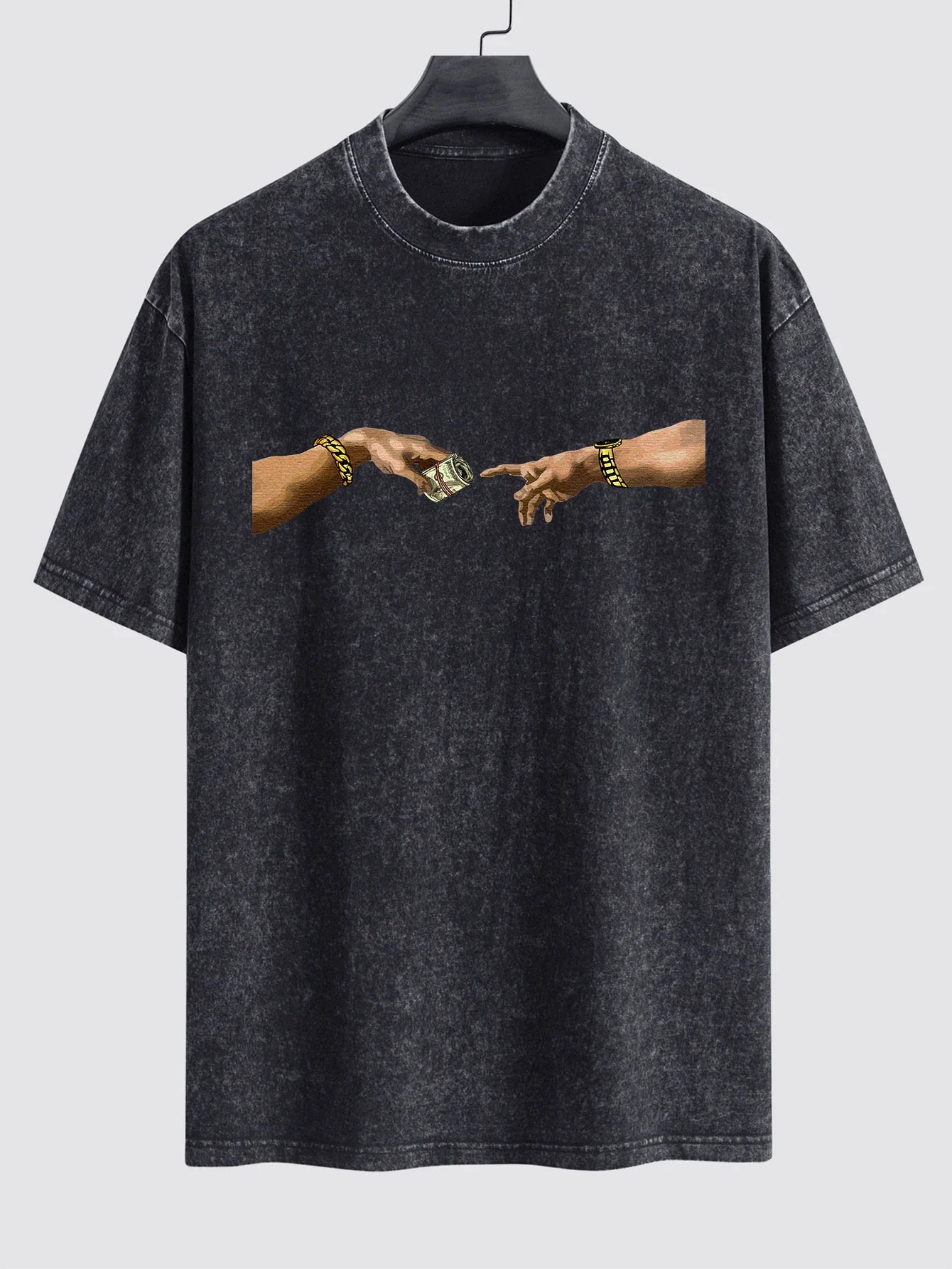 Dollar Handdruck gewaschenes Drop-Shoulder Oversize T-Shirt - Image 3