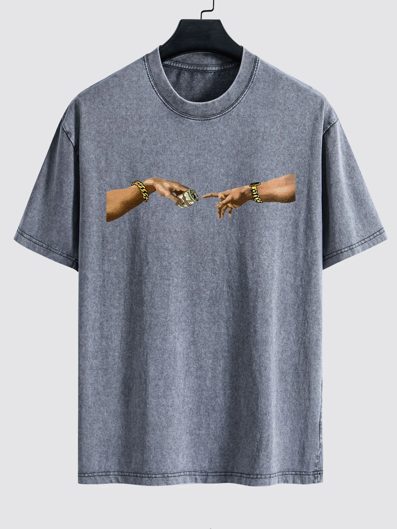 Dollar Handdruck gewaschenes Drop-Shoulder Oversize T-Shirt - Image 4