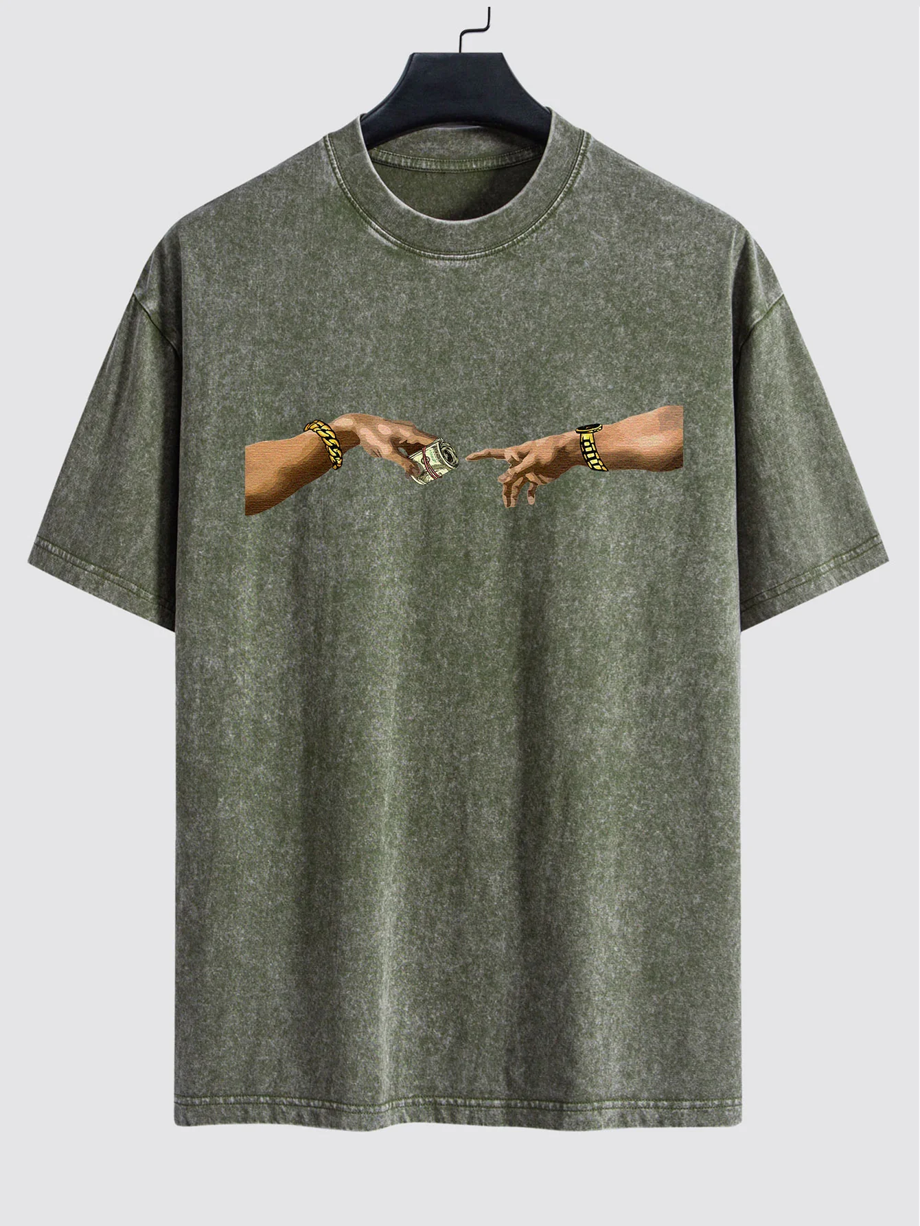 Dollar Handdruck gewaschenes Drop-Shoulder Oversize T-Shirt - Image 7