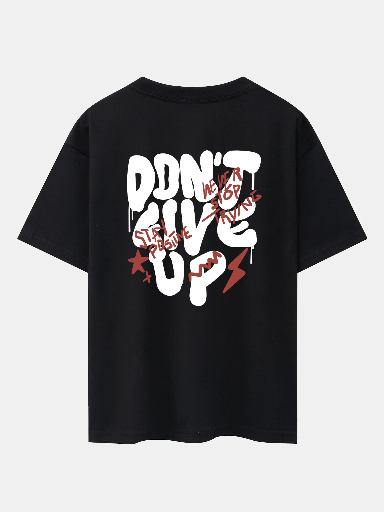 Nicht Aufgeben Print Drop Shoulder Oversize T-Shirt - Image 3