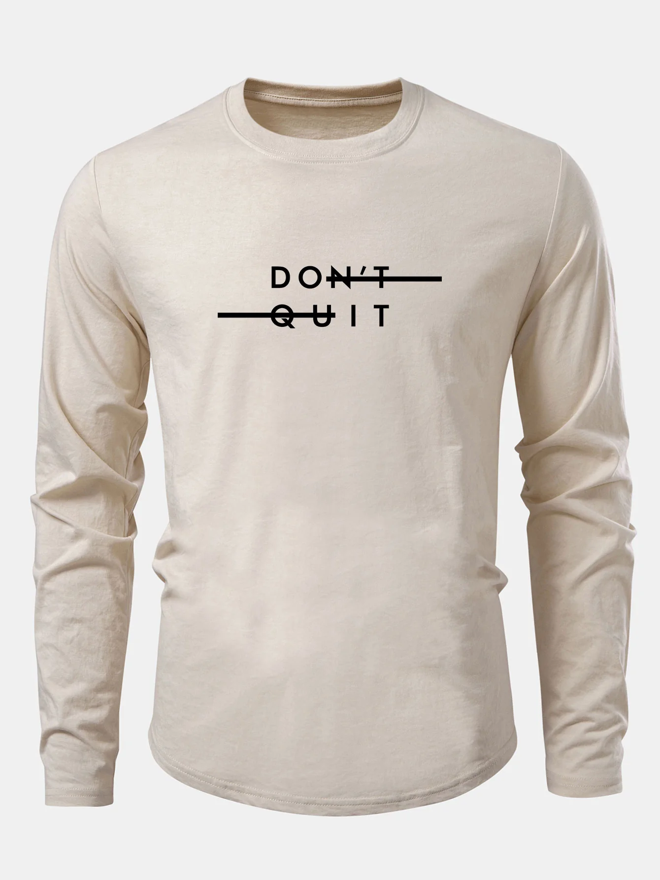 Nicht Aufgeben Druck Baumwolle Bogen Saum T-Shirt