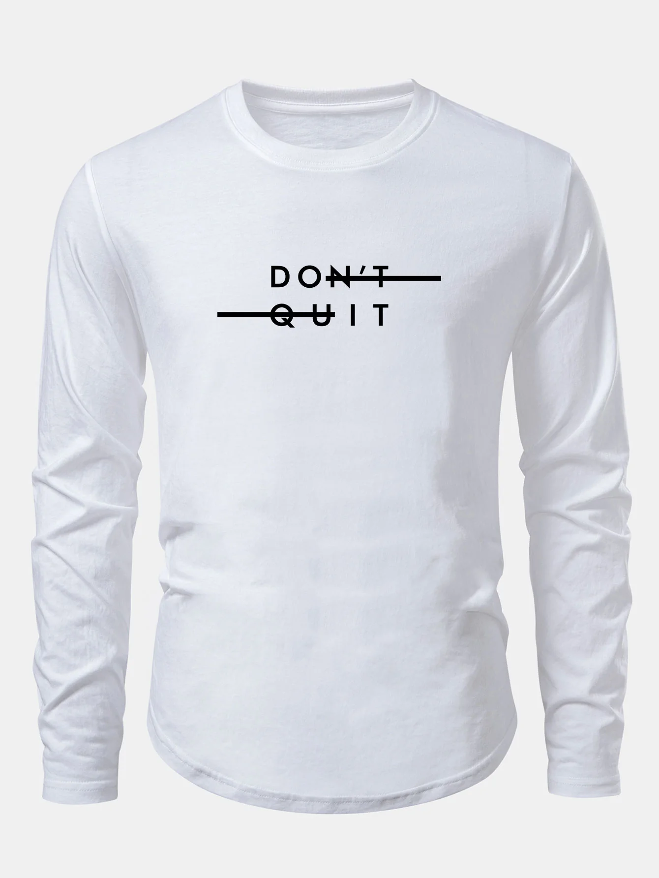 Nicht Aufgeben Druck Baumwolle Bogen Saum T-Shirt - Image 3