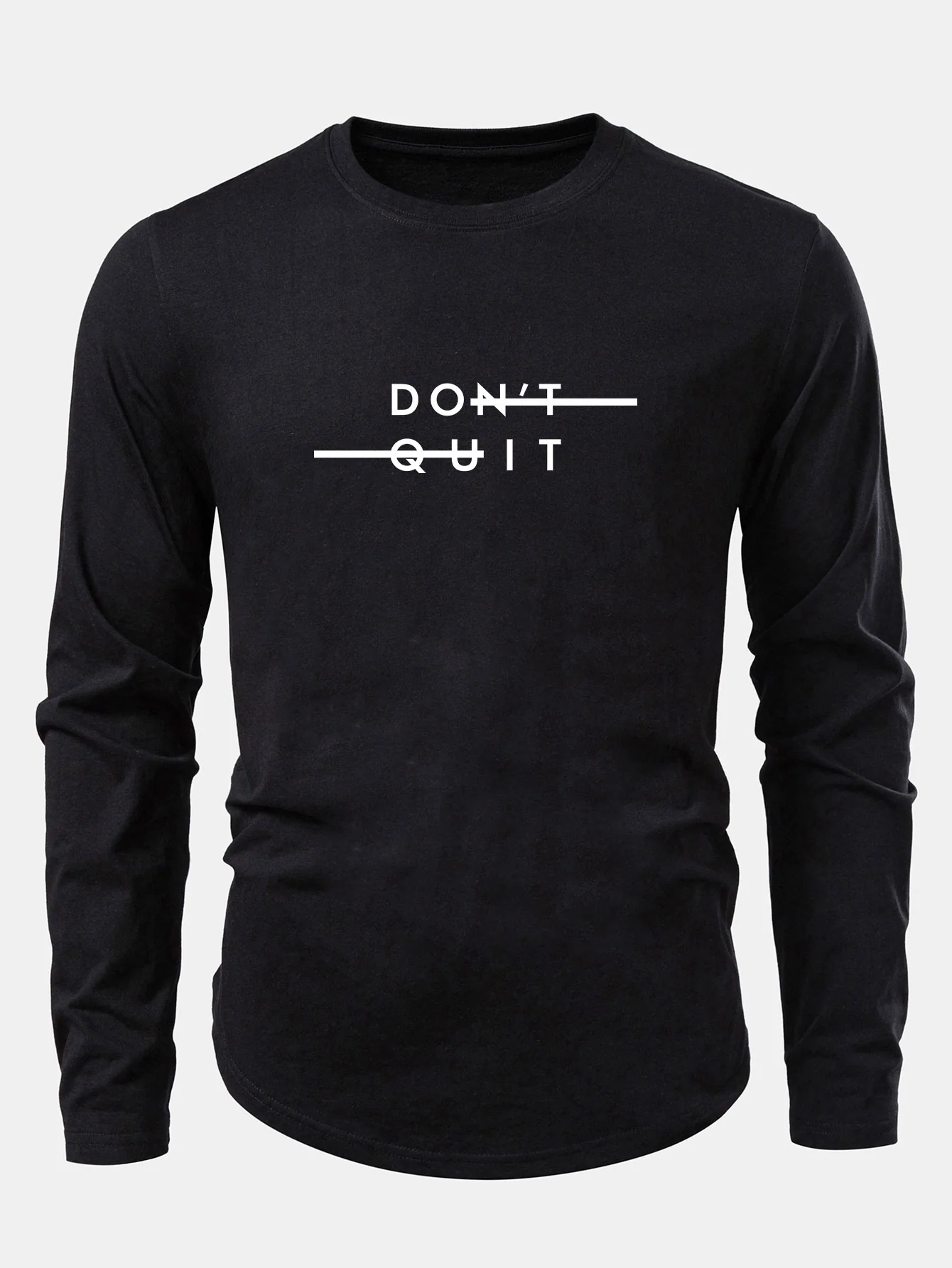 Nicht Aufgeben Druck Baumwolle Bogen Saum T-Shirt - Image 5