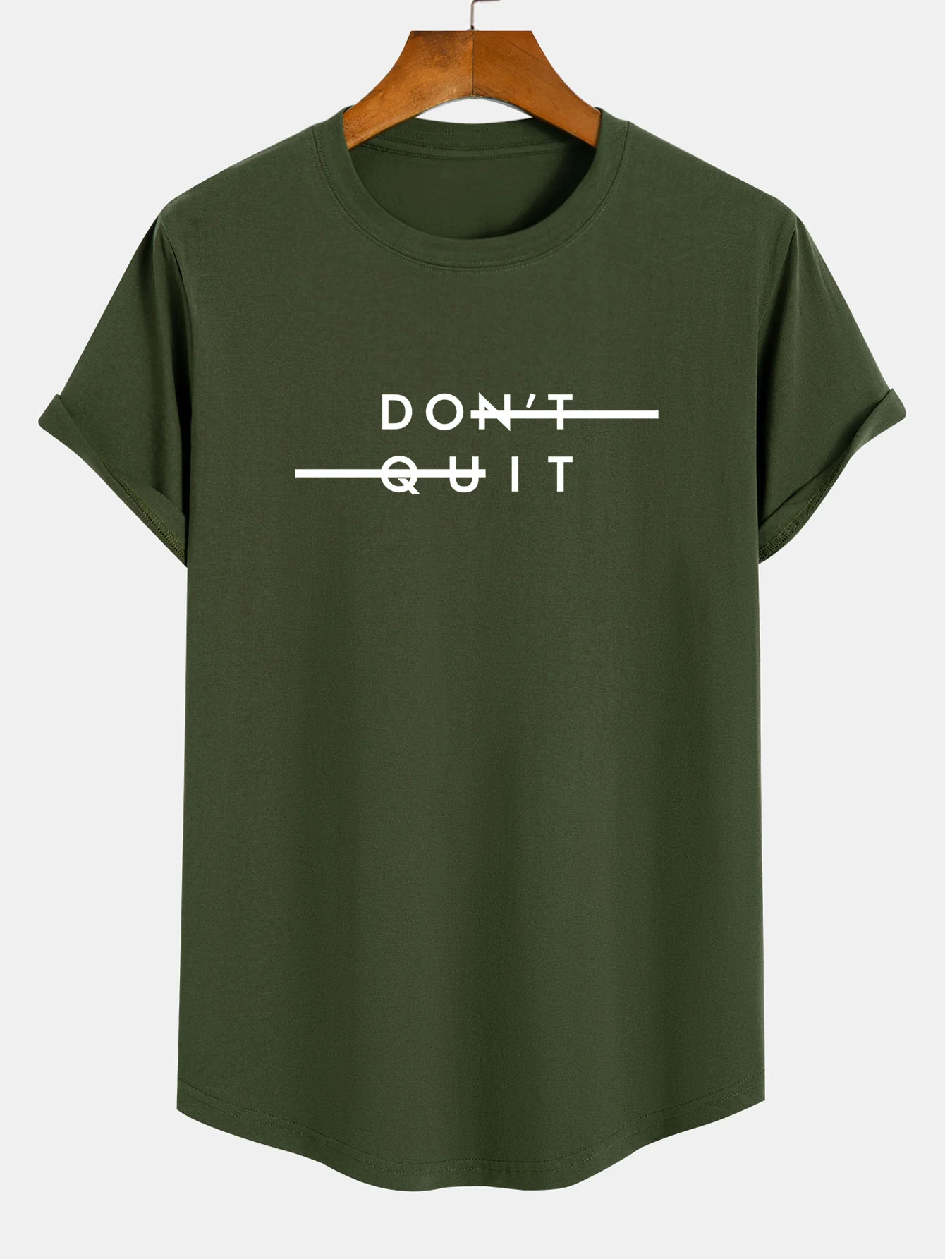 Nicht Aufgeben Print Baumwolle Bogen Saum T-Shirt - Image 4