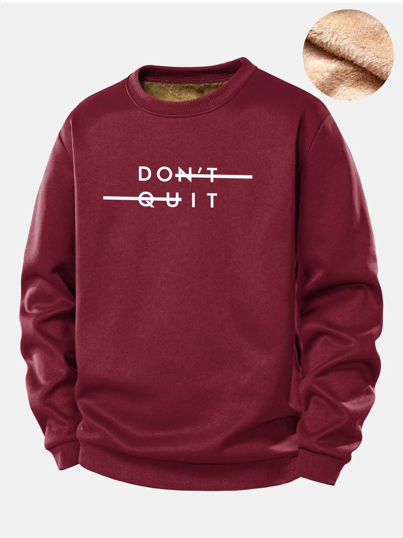 Nicht Aufgeben Druck Teddy Fleece Gefüttertes Sweatshirt - Image 4