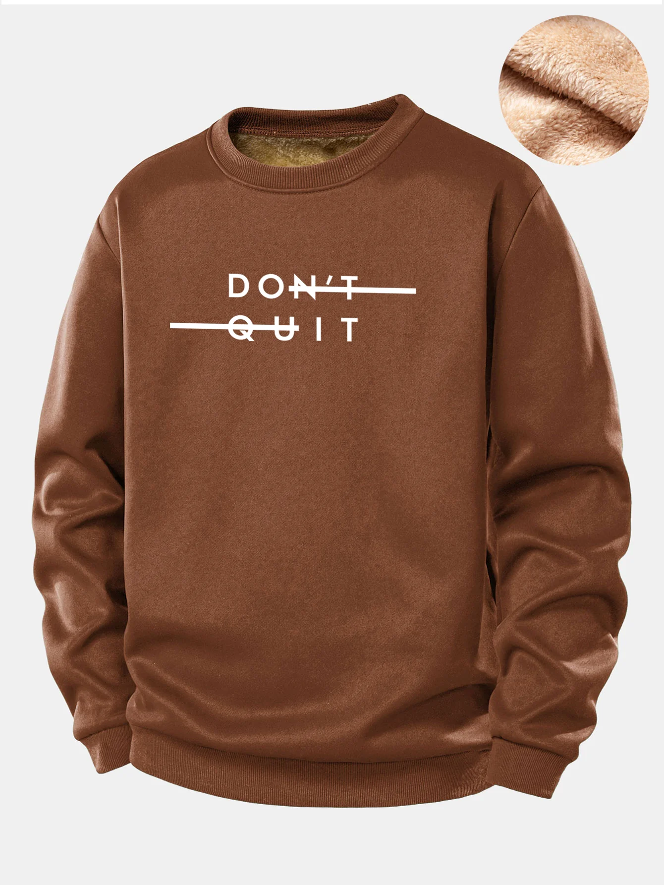 Nicht Aufgeben Druck Teddy Fleece Gefüttertes Sweatshirt - Image 5