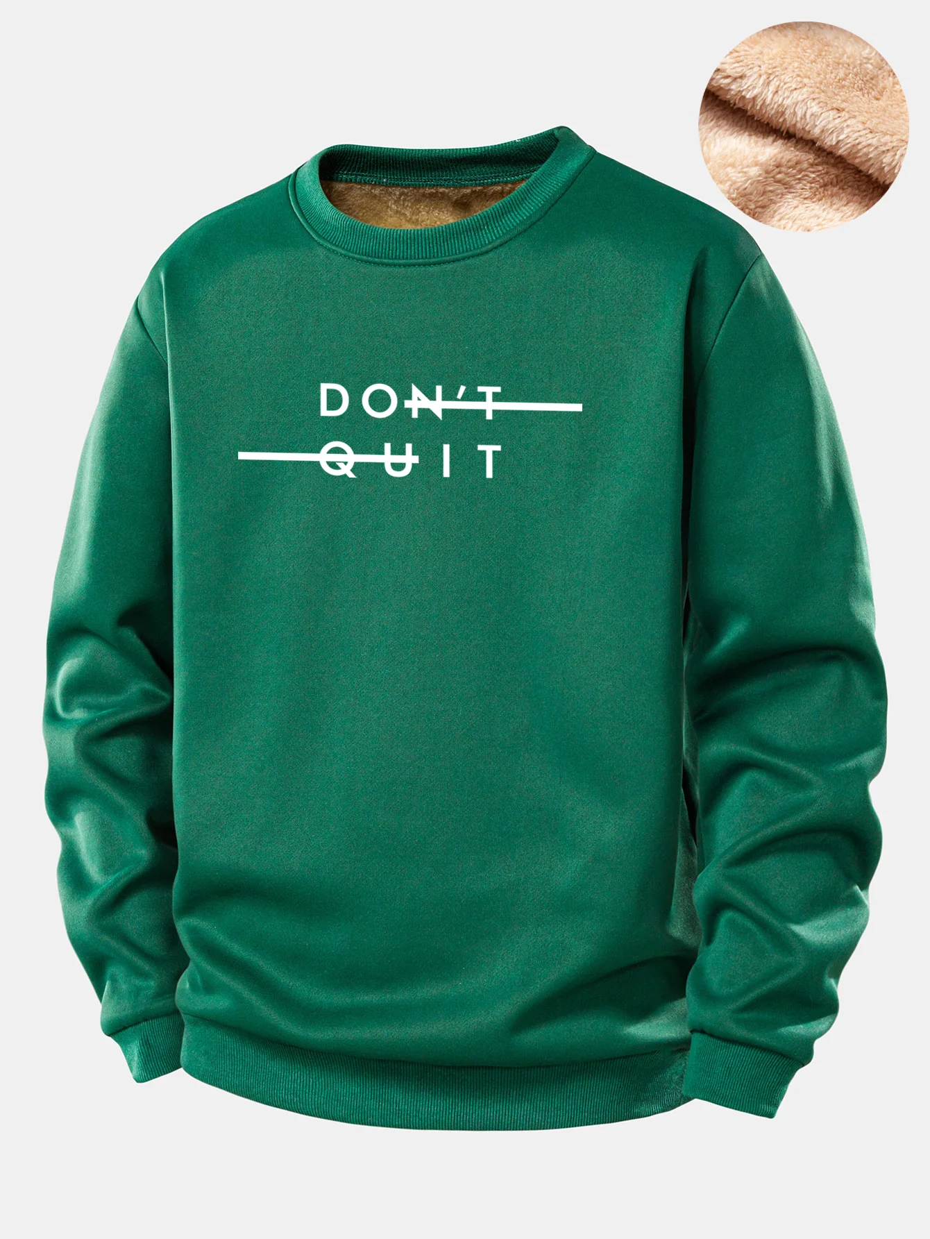 Nicht Aufgeben Druck Teddy Fleece Gefüttertes Sweatshirt - Image 6