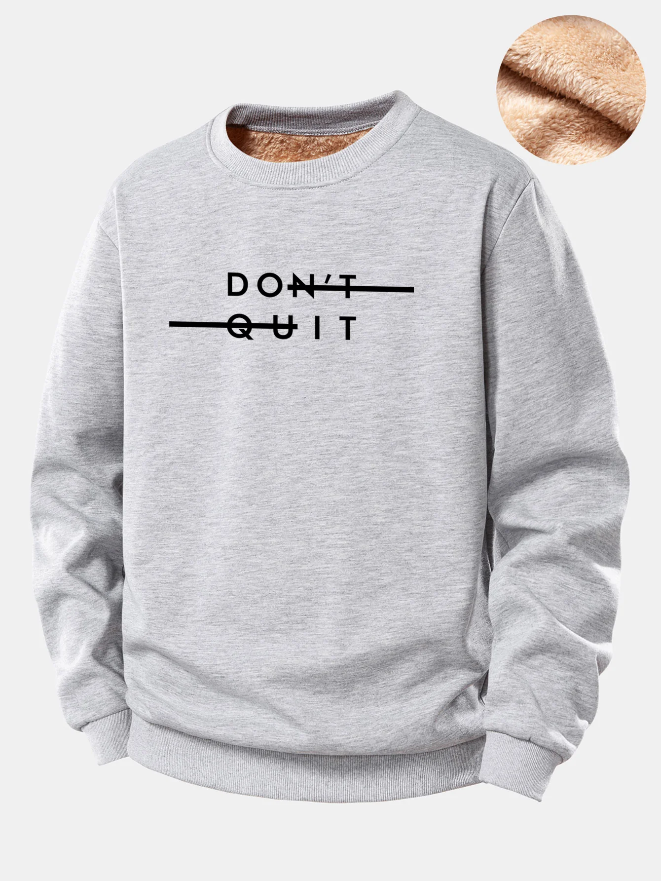 Nicht Aufgeben Druck Teddy Fleece Gefüttertes Sweatshirt - Image 7