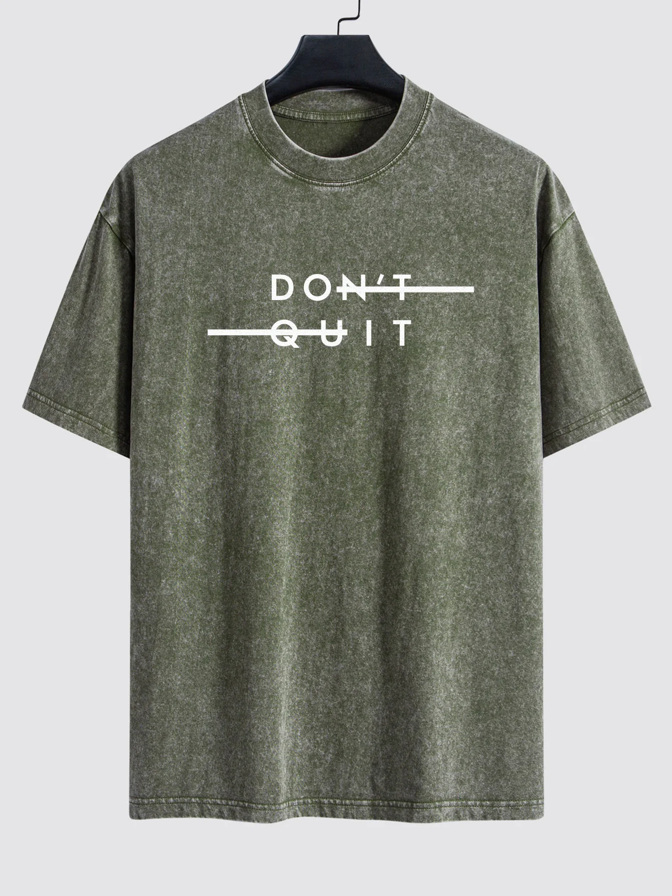 Nicht Aufgeben Bedrucktes Gewaschenes Verwaschenes Drop-Shoulder T-Shirt - Image 3