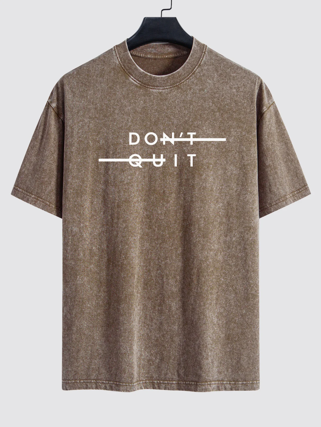 Nicht Aufgeben Bedrucktes Gewaschenes Verwaschenes Drop-Shoulder T-Shirt - Image 4
