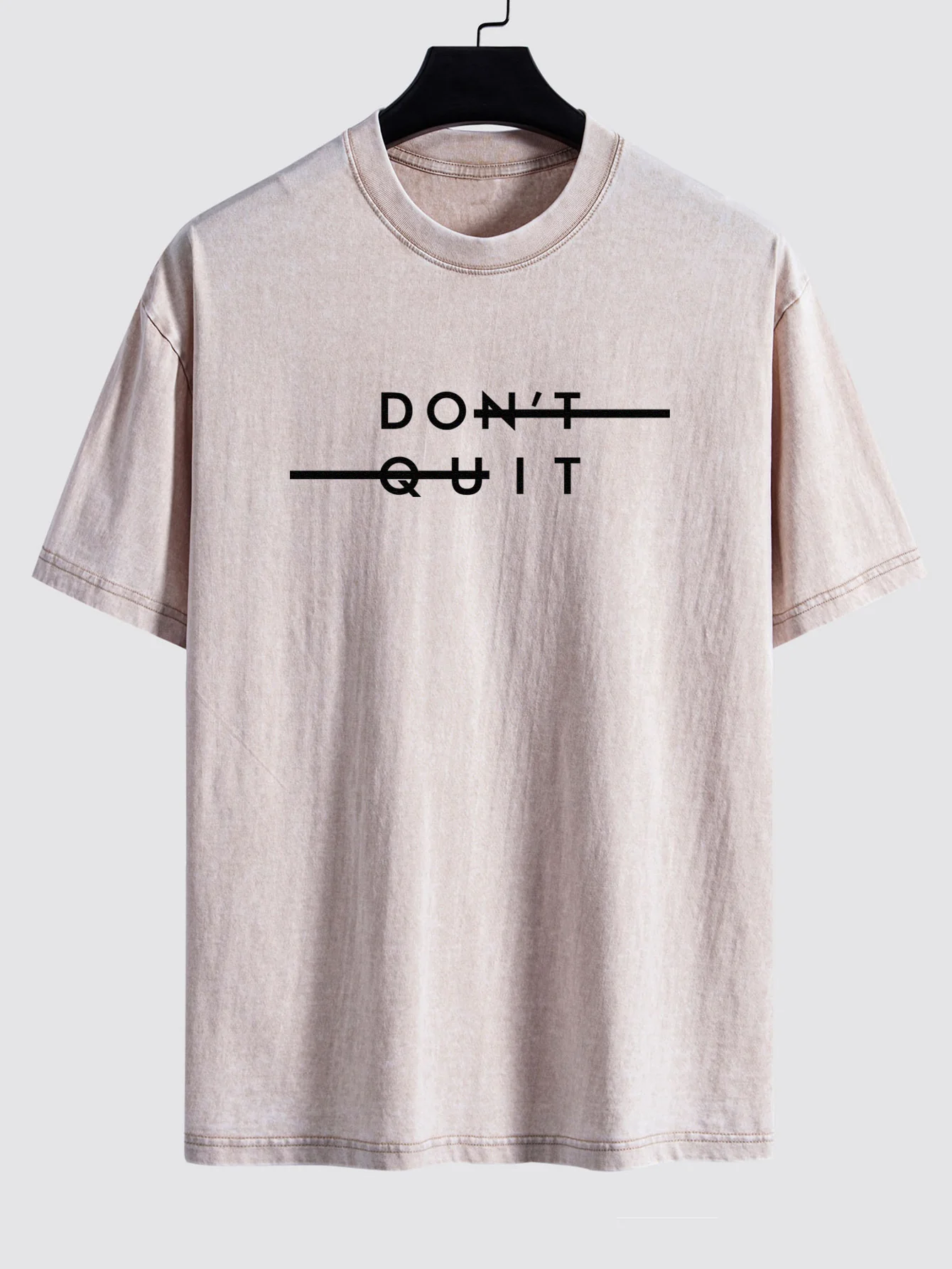Nicht Aufgeben Bedrucktes Gewaschenes Verwaschenes Drop-Shoulder T-Shirt - Image 5