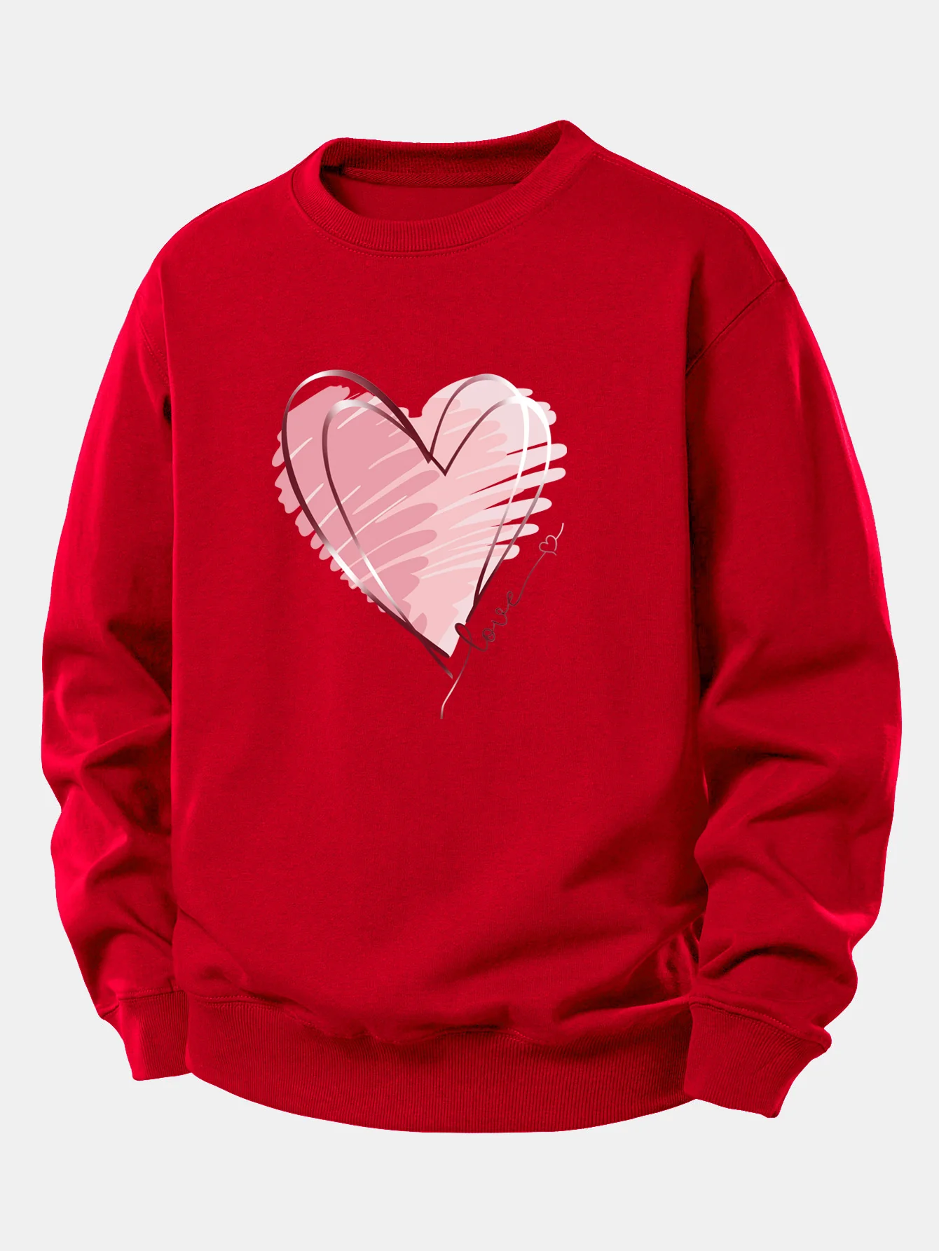 Doodle Heart Print Relax Fit Sweatshirt - Image 10