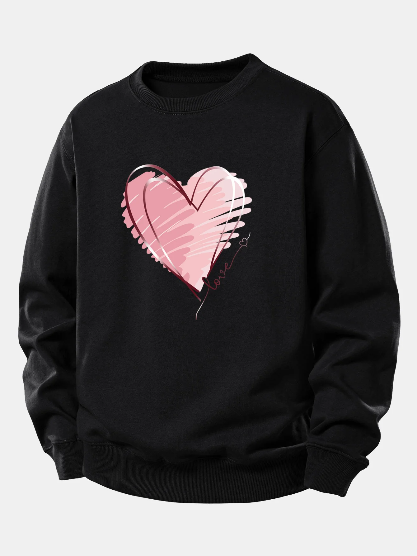 Doodle Heart Print Relax Fit Sweatshirt - Image 2