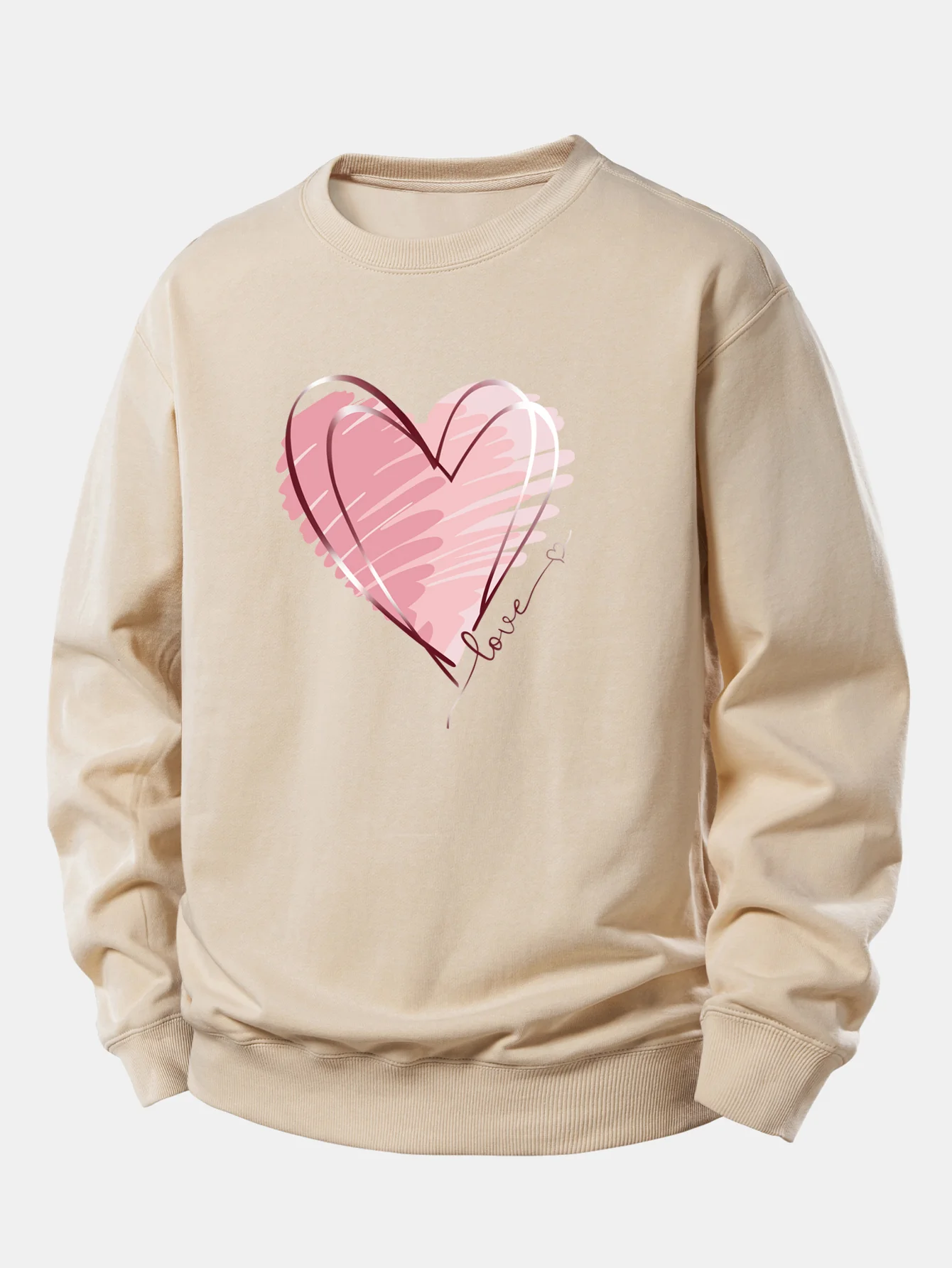 Doodle Heart Print Relax Fit Sweatshirt - Image 4