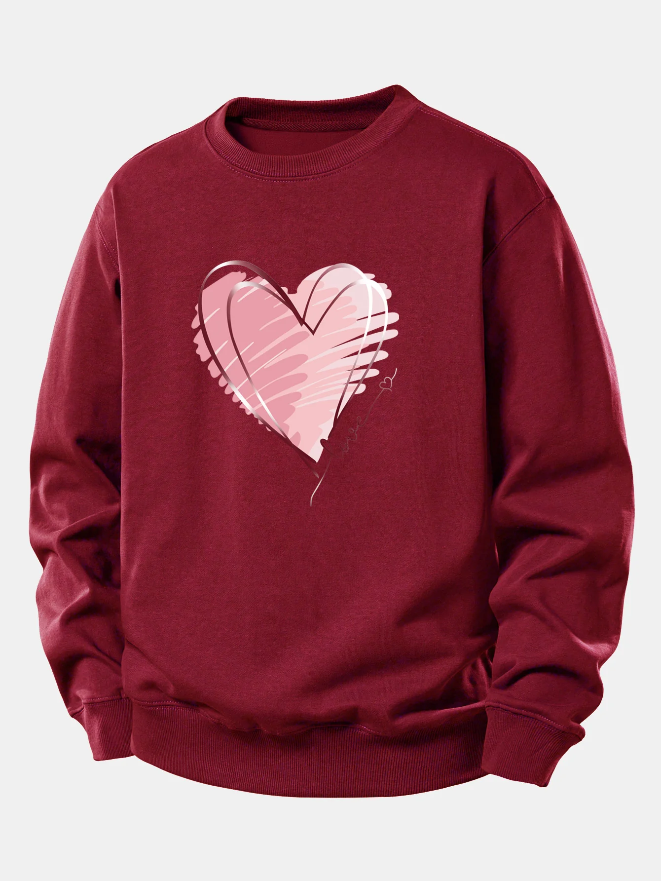 Doodle Heart Print Relax Fit Sweatshirt - Image 7