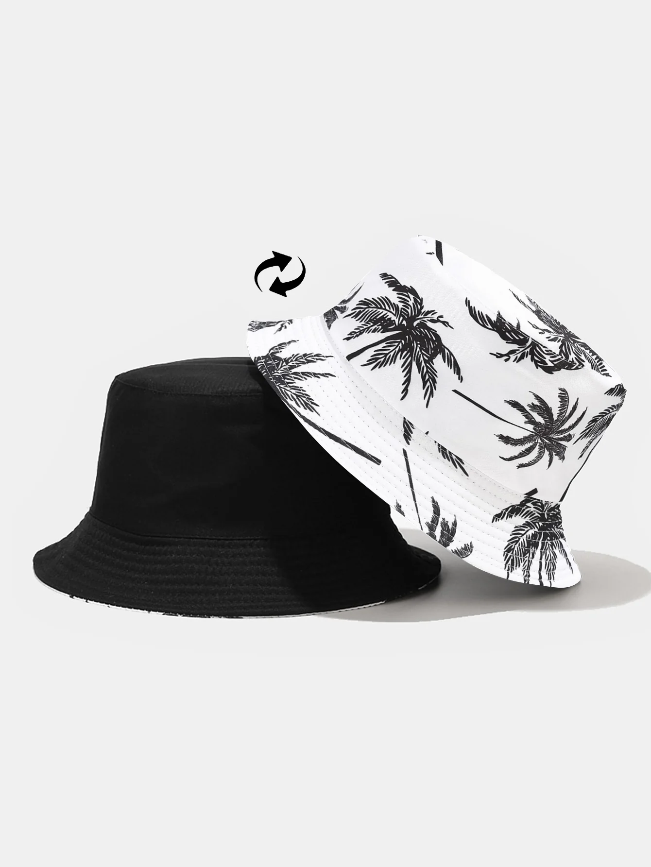 Doppelseitiger wendbarer Palmenmuster Bucket Hat - Image 4