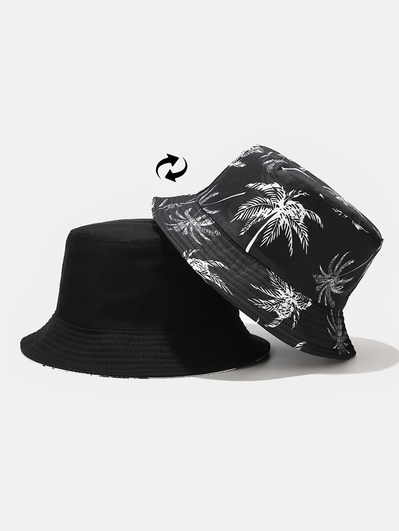Doppelseitiger wendbarer Palmenmuster Bucket Hat - Image 6