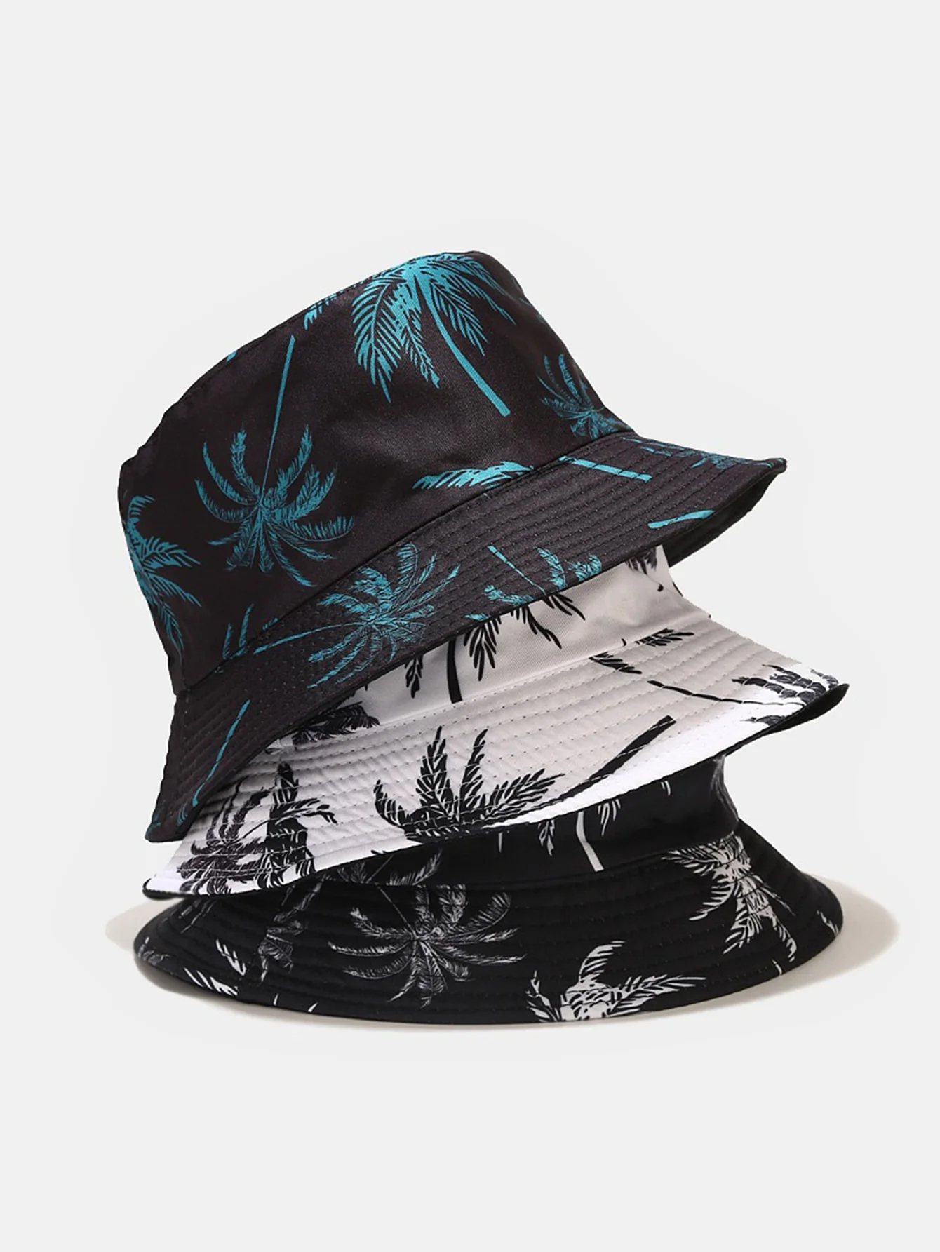 Doppelseitiger wendbarer Palmenmuster Bucket Hat - Image 7