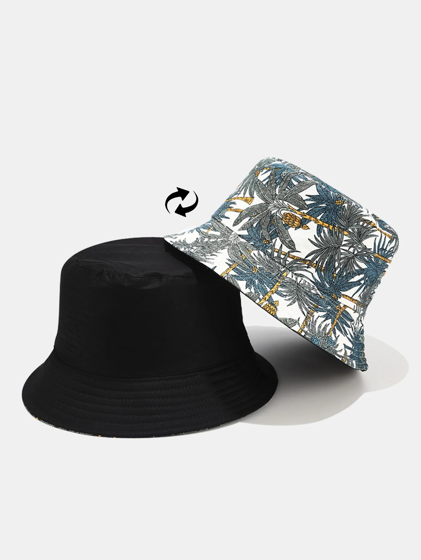 Doppelseitiger wendbarer Palmenmuster Bucket Hat - Image 5
