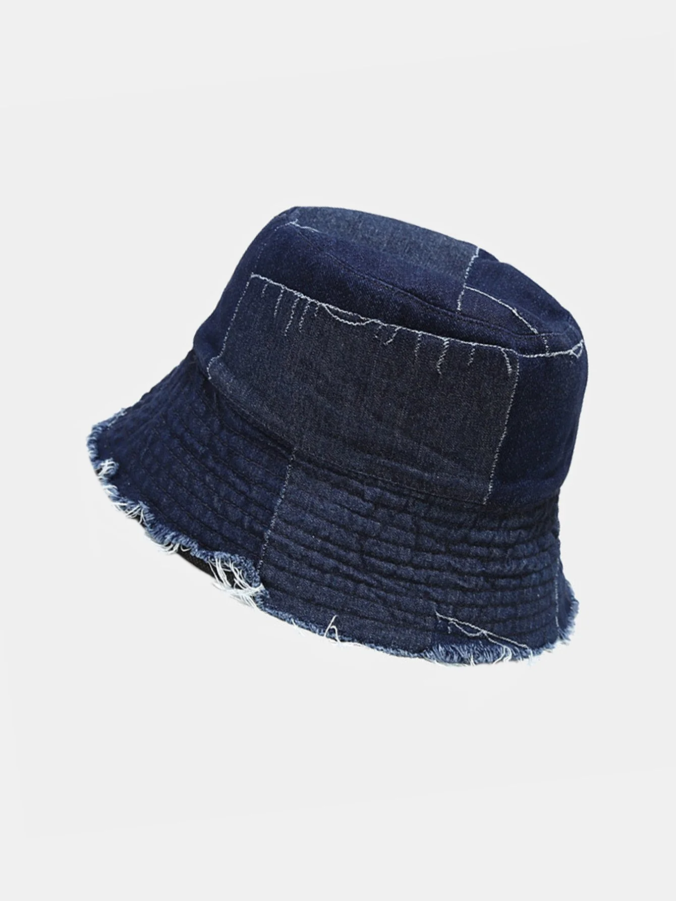 Gespaltener Denim Quasten Bequeme und vielseitige Bucket Hat kann auf beiden Seiten getragen werden.