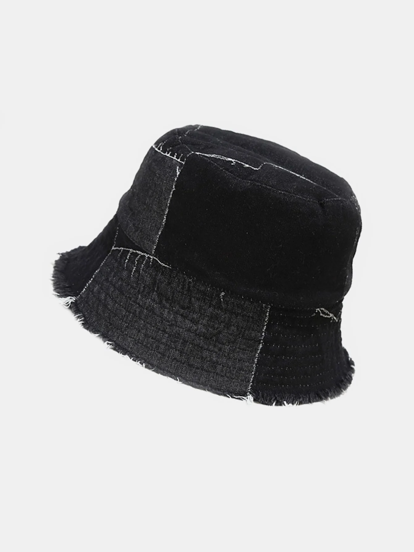 Gespaltener Denim Quasten Bequeme und vielseitige Bucket Hat kann auf beiden Seiten getragen werden. - Image 3