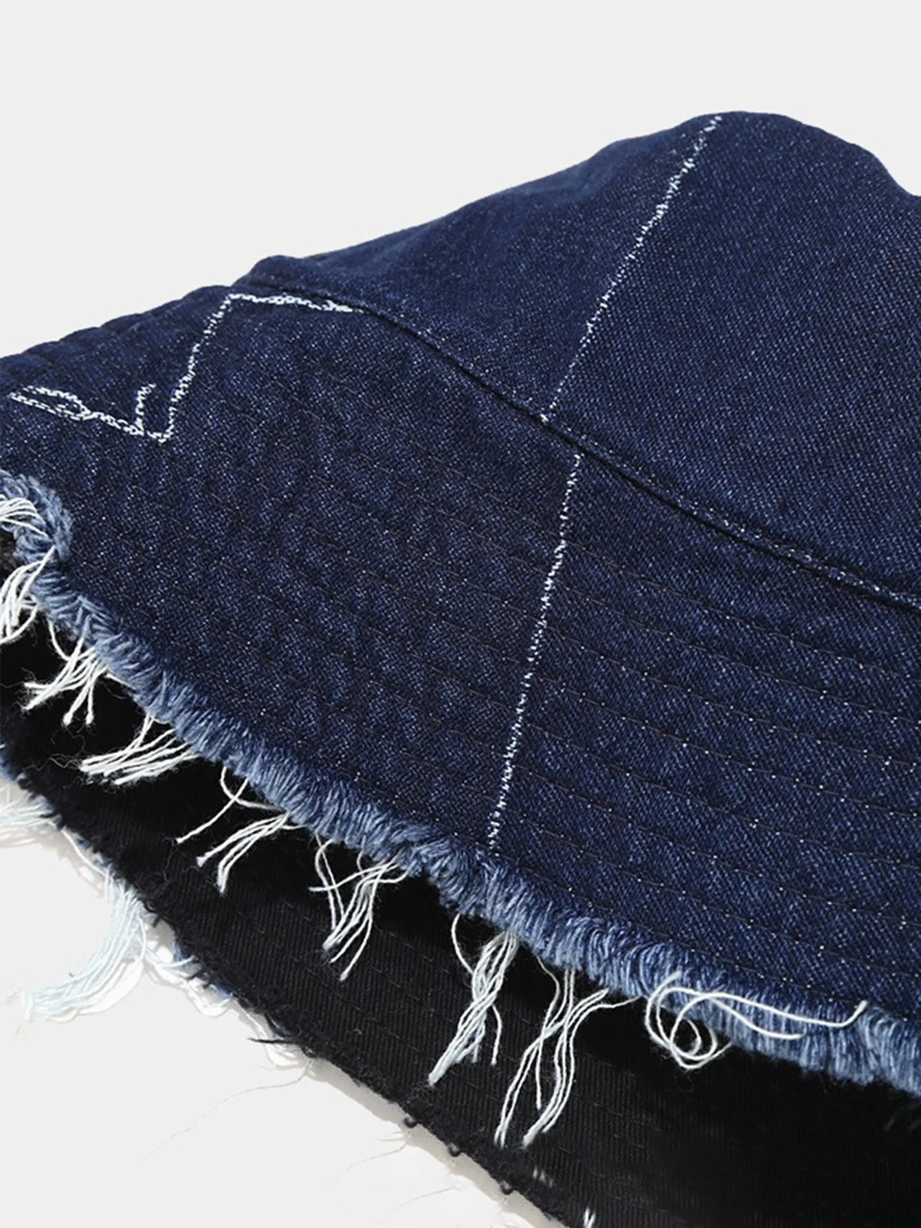Gespaltener Denim Quasten Bequeme und vielseitige Bucket Hat kann auf beiden Seiten getragen werden. - Image 6