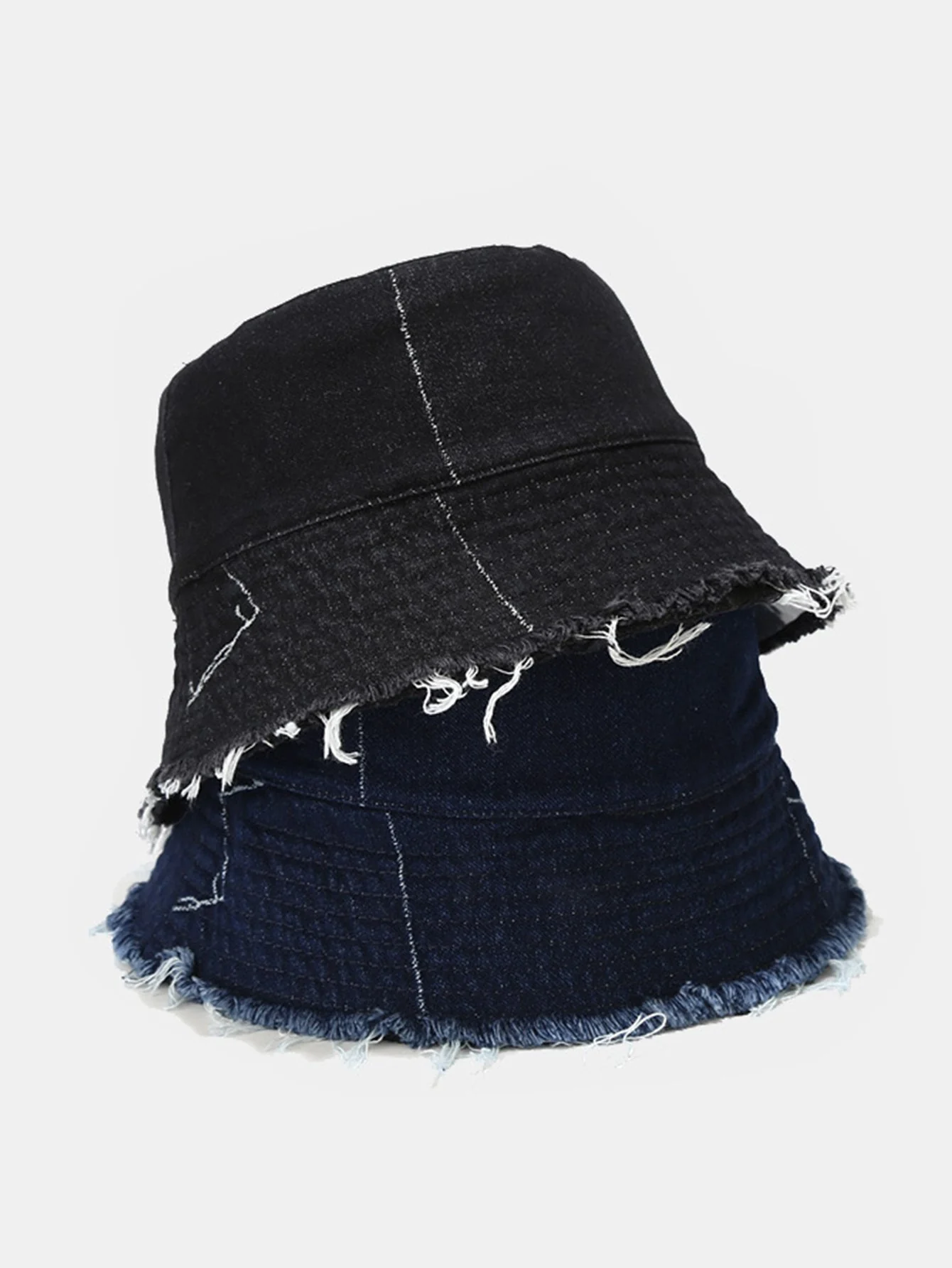 Gespaltener Denim Quasten Bequeme und vielseitige Bucket Hat kann auf beiden Seiten getragen werden. - Image 7