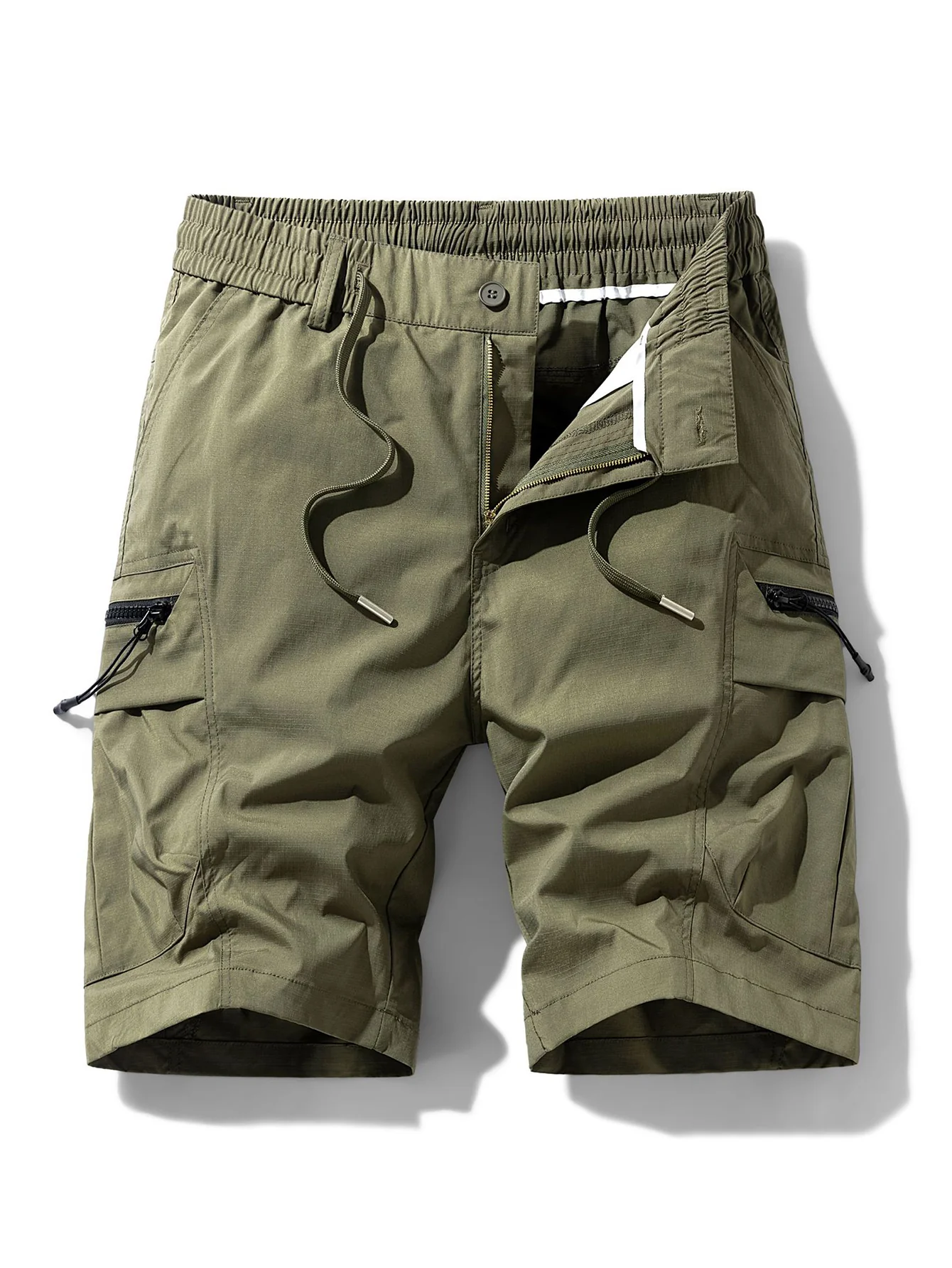 Drawstring Nylon Cargo Shorts