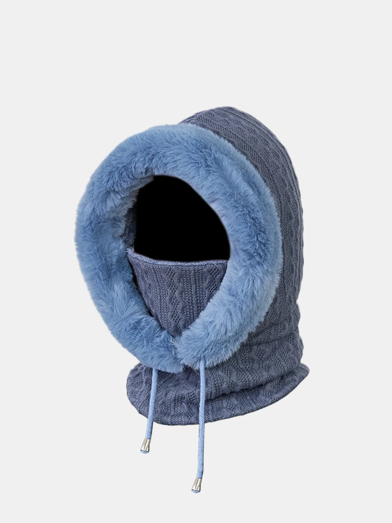 Drawstring Plush Warm Balaclava Hat - Image 2