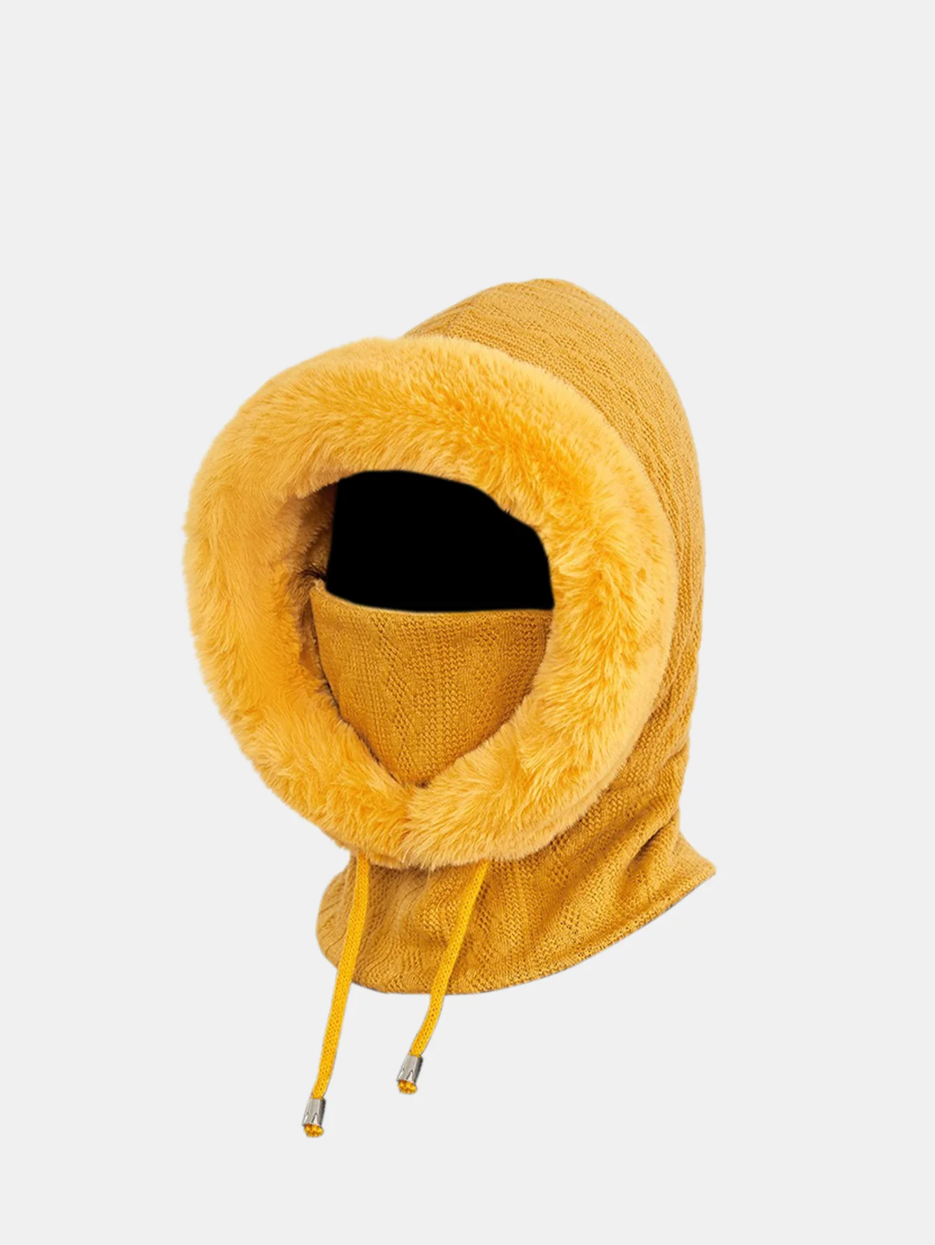 Drawstring Plush Warm Balaclava Hat - Image 5