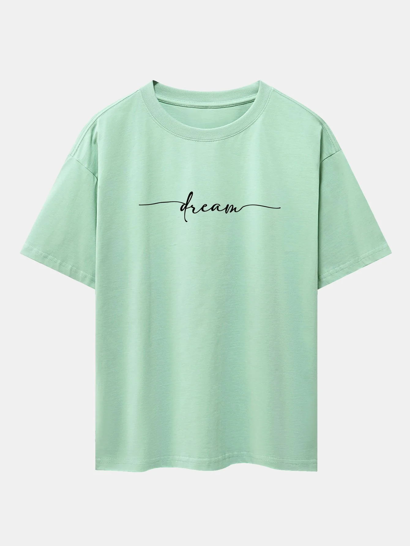 Dream Letters Print Schwergewicht Übergröße T-Shirt - Image 3