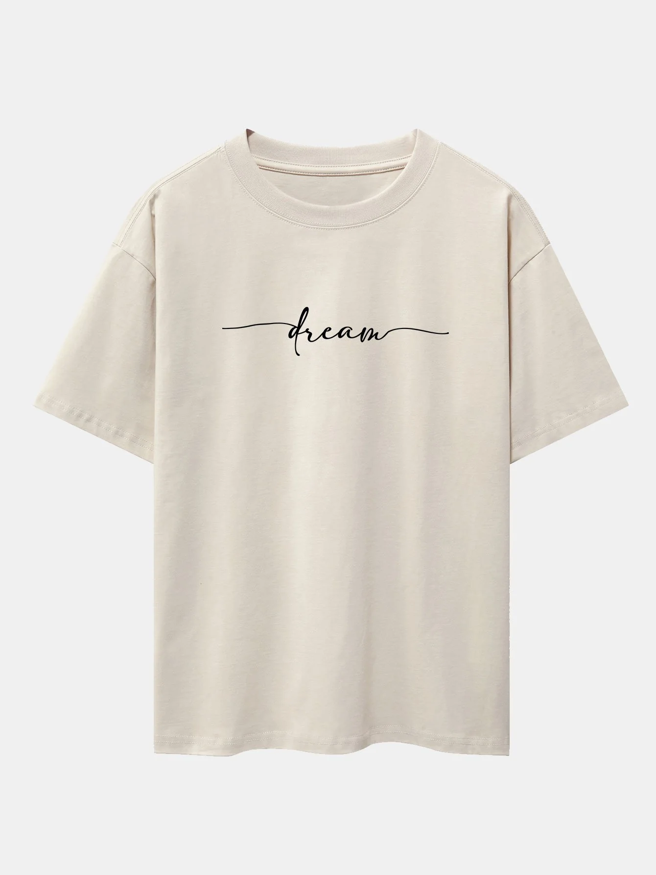Dream Letters Print Schwergewicht Übergröße T-Shirt - Image 7