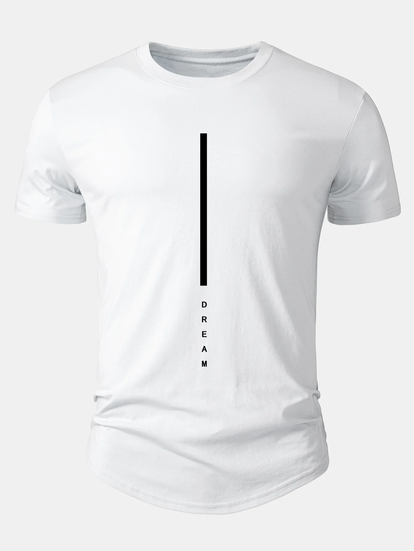 Dream Stripe Print Cotton Arc Hem T-Shirt - Image 2