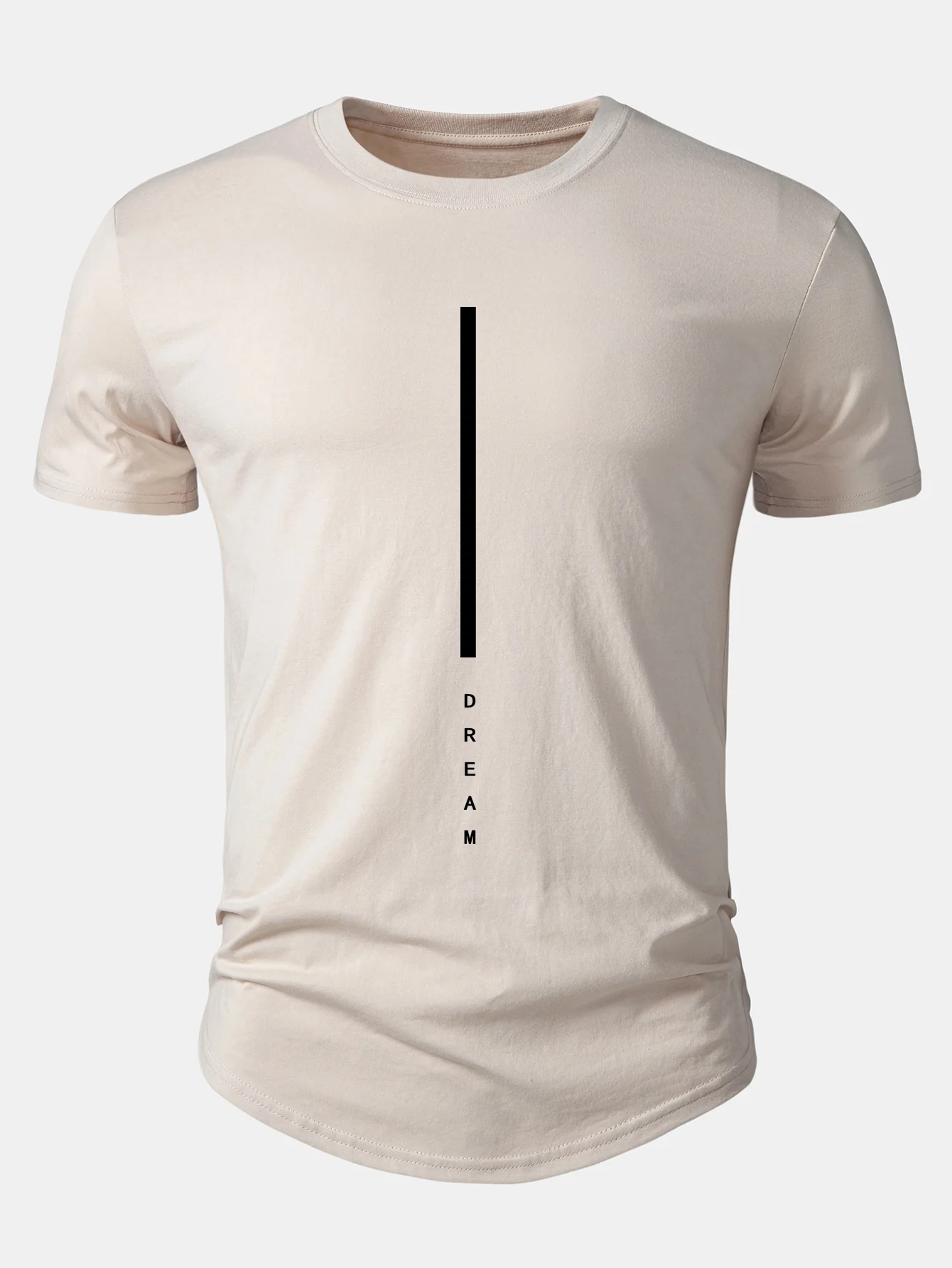 Dream Stripe Print Cotton Arc Hem T-Shirt - Image 3
