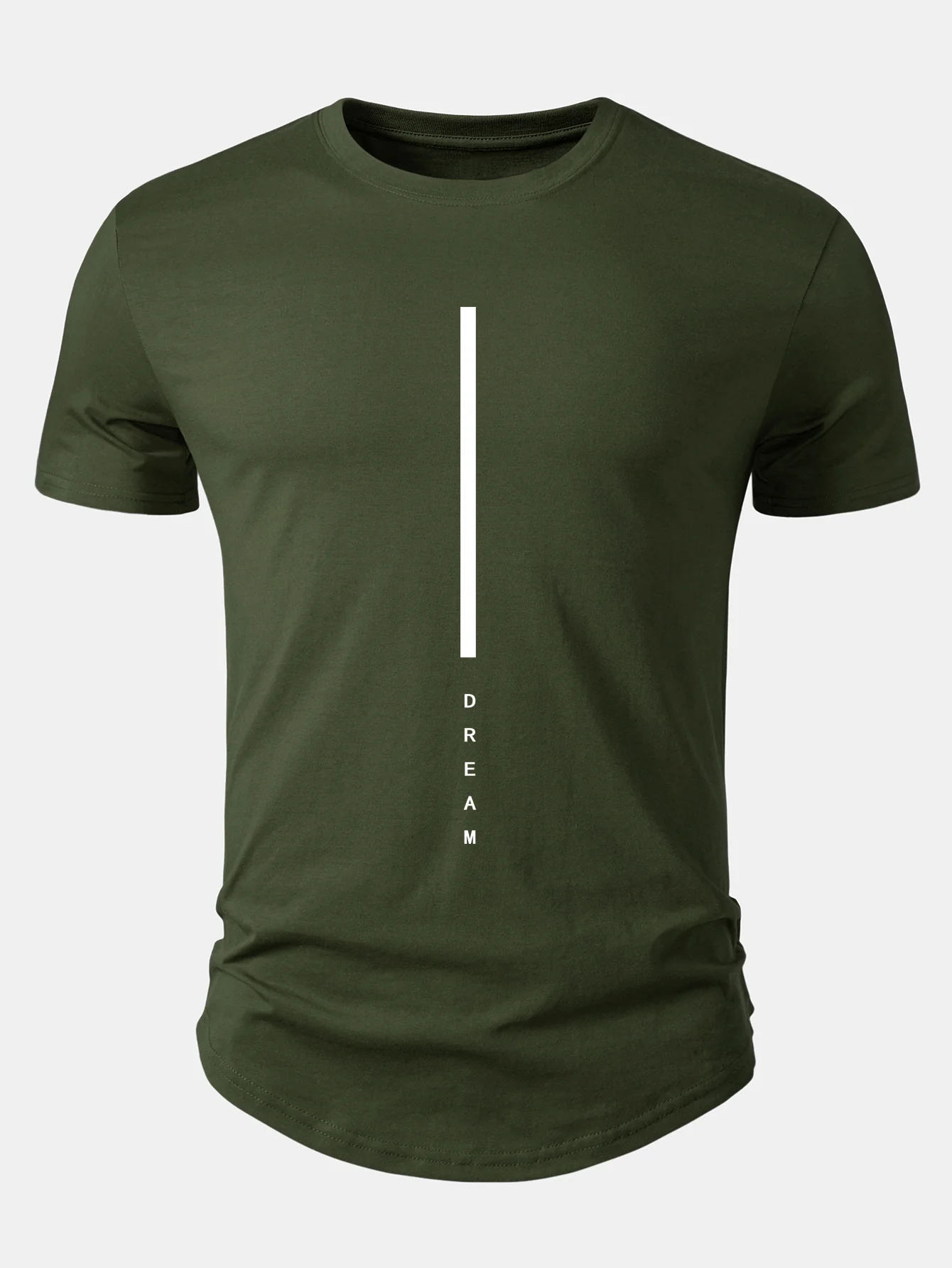 Dream Stripe Print Cotton Arc Hem T-Shirt - Image 5