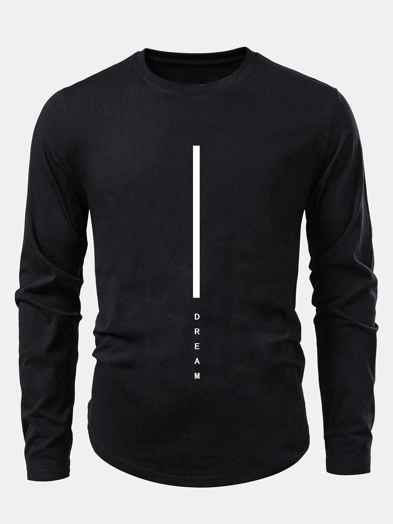 Dream Streifenmuster Baumwolle Bogen Saum T-Shirt