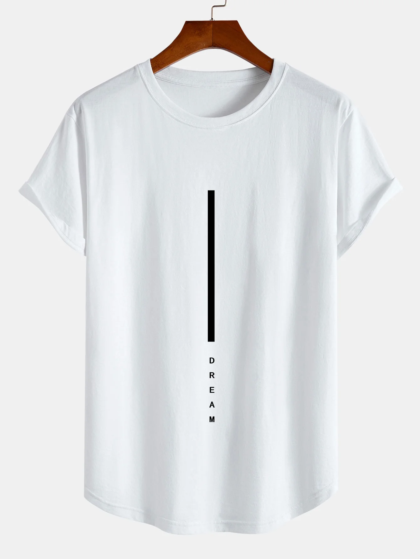 Dream Stripe Print Baumwolle Bogen Saum T-Shirt - Image 2