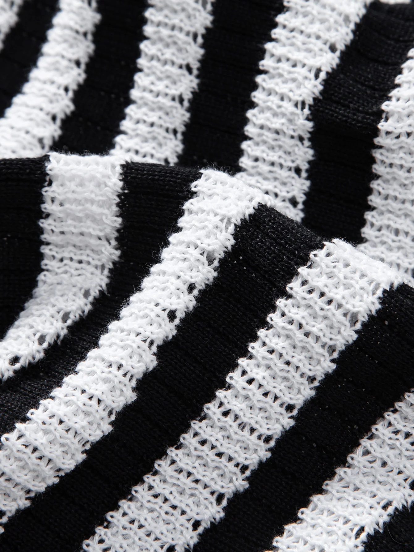 Oversize Schulter Streifen Häkelshirt - Image 11