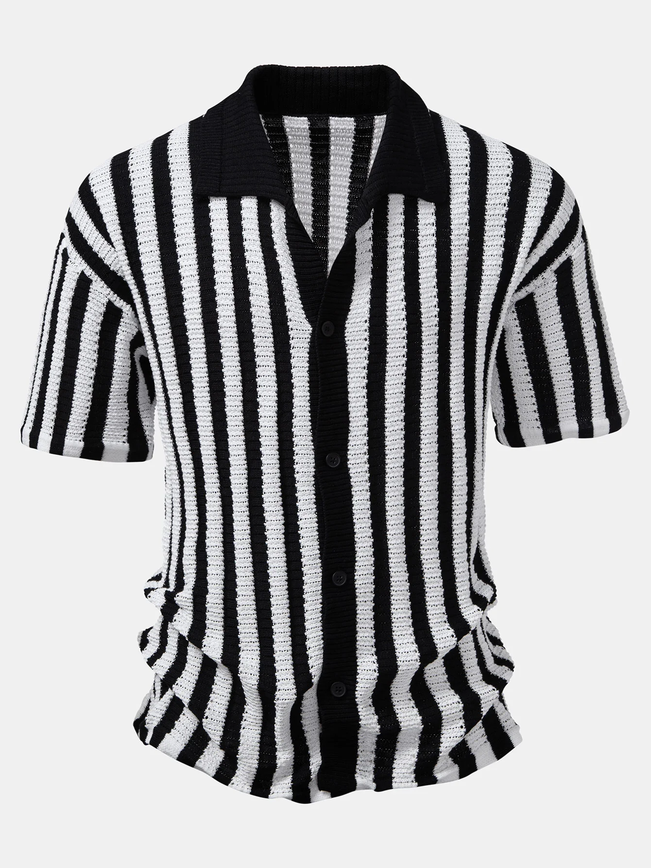 Oversize Schulter Streifen Häkelshirt - Image 3
