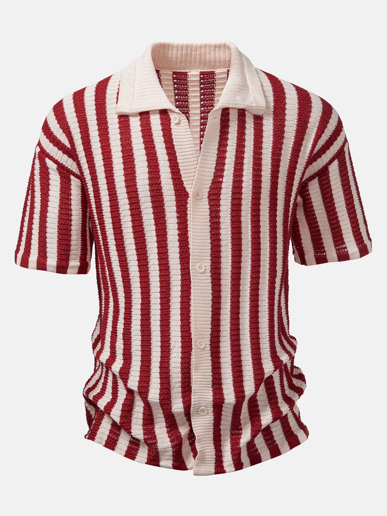 Oversize Schulter Streifen Häkelshirt - Image 5