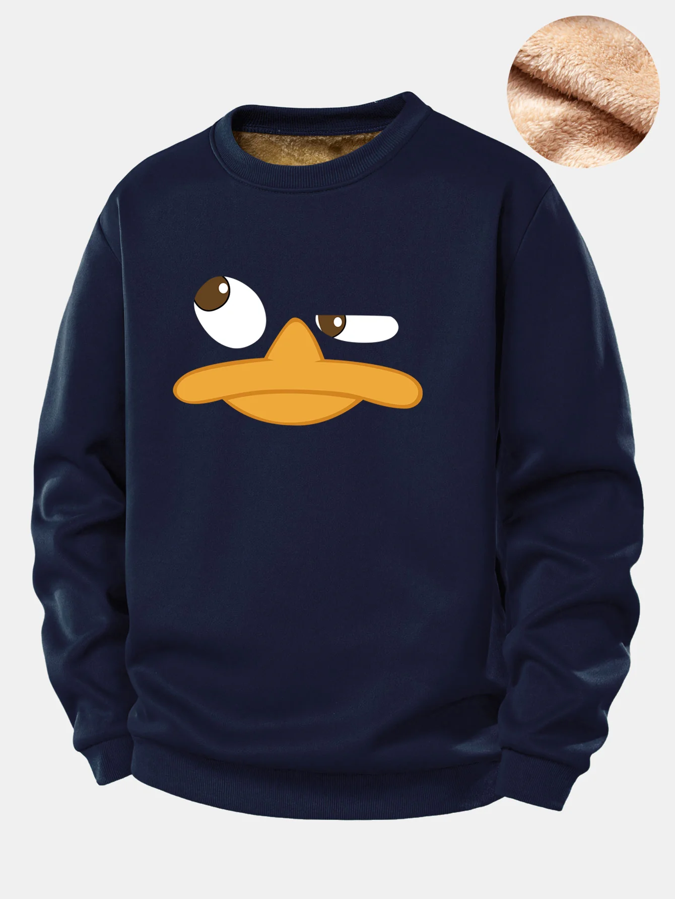Duck Print Teddy Fleece Lined Sweatshirt - Image 3