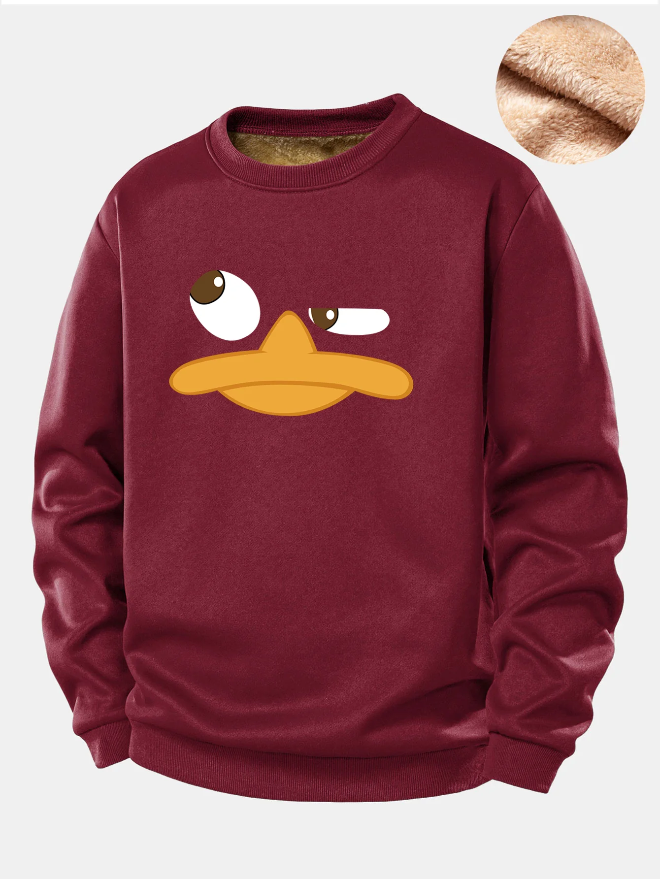 Duck Print Teddy Fleece Lined Sweatshirt - Image 4