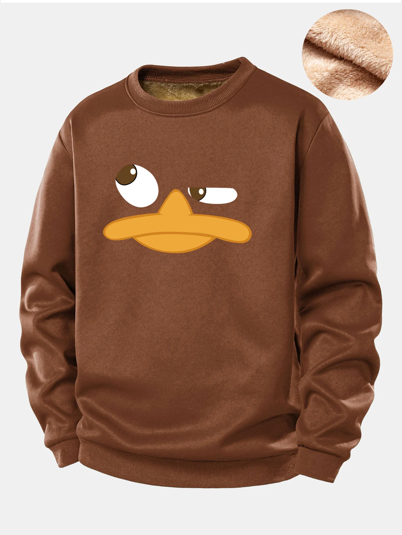 Duck Print Teddy Fleece Lined Sweatshirt - Image 5